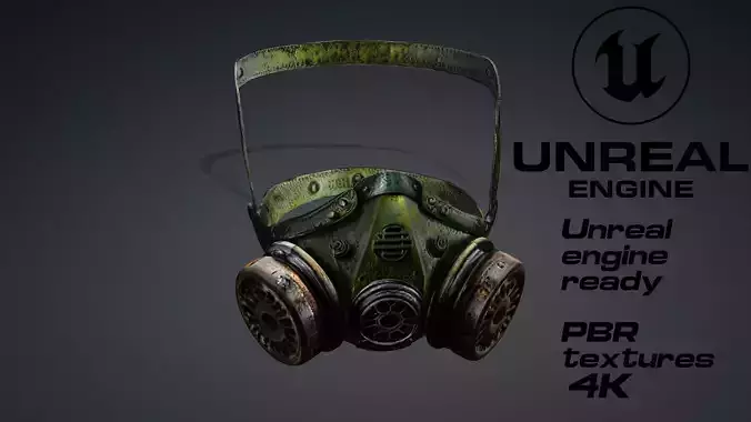 Apocalyptic Gas Mask game ready UE5 FBX Low-poly 3D model