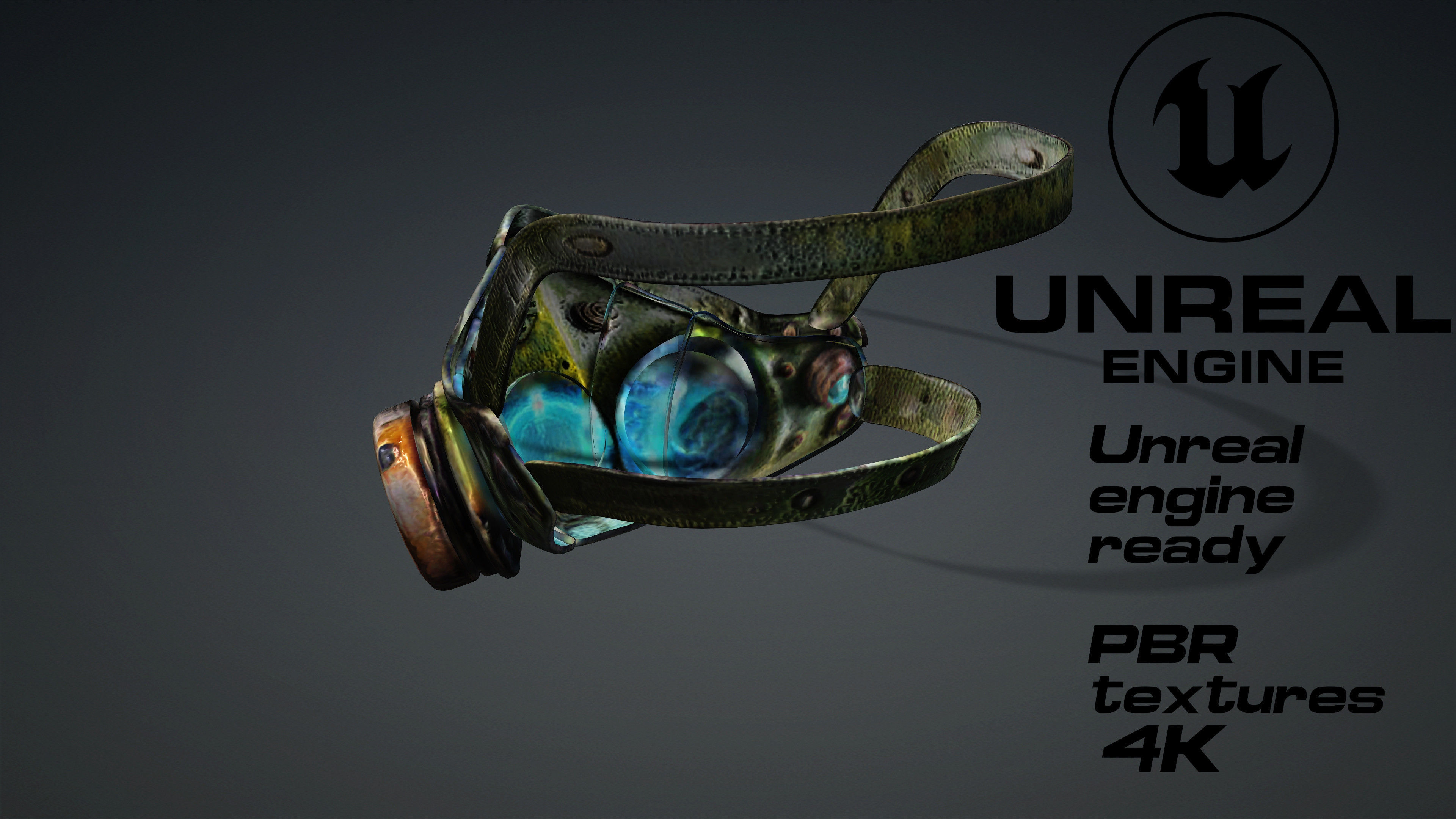 Apocalyptic Gas Mask game ready UE5 FBX Low-poly 3D model_3