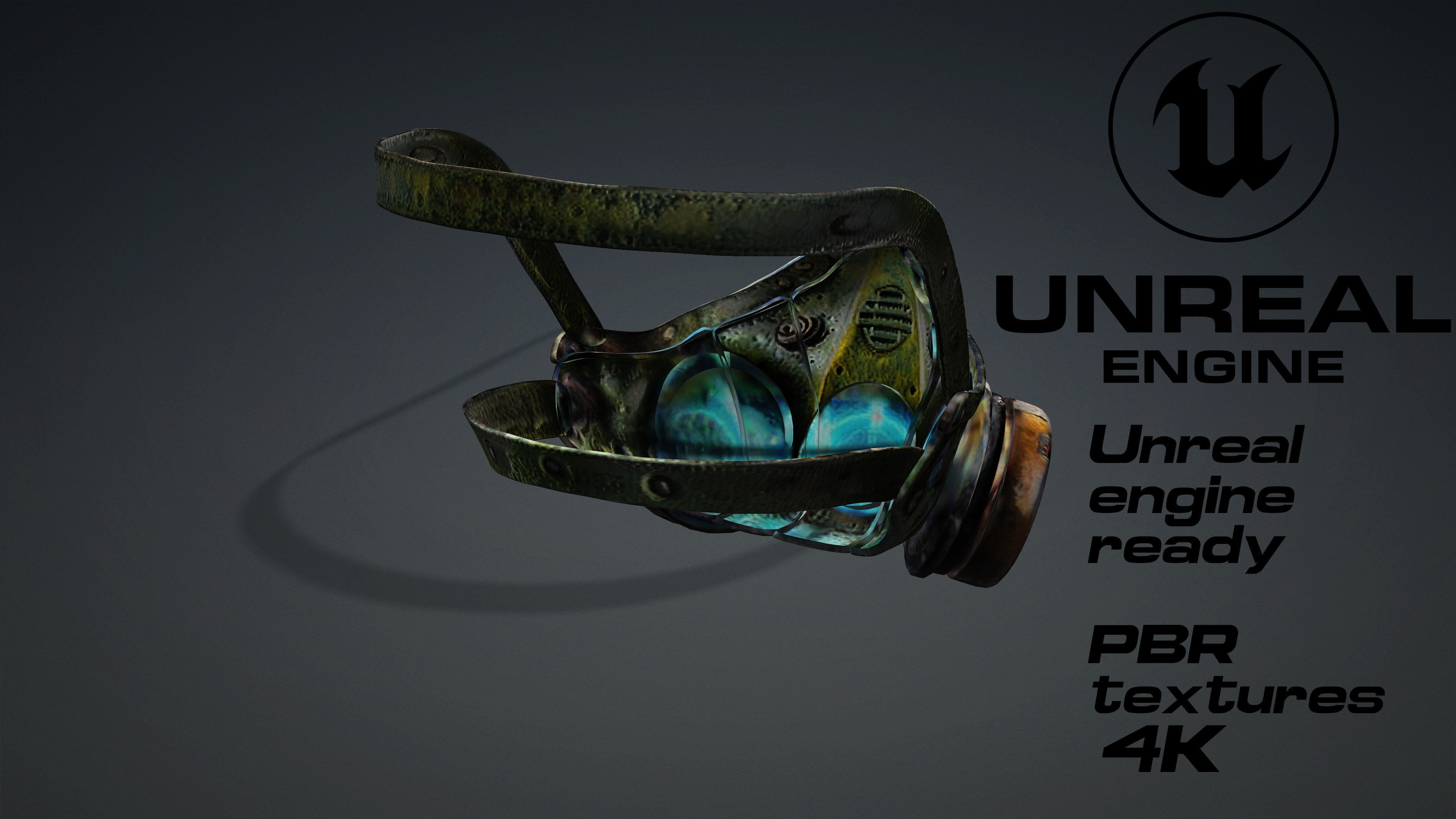 Apocalyptic Gas Mask game ready UE5 FBX Low-poly 3D model_2