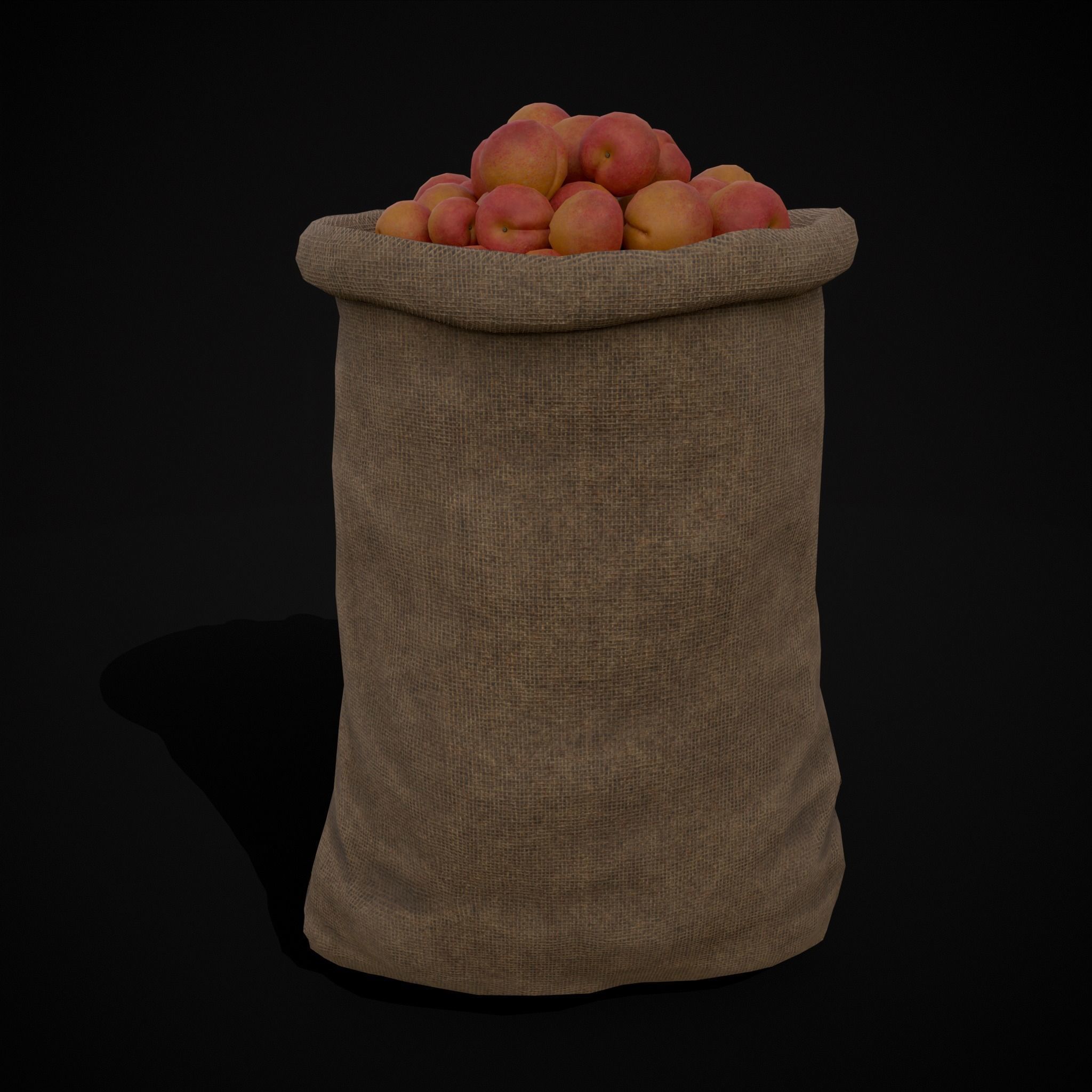 Burlap Sacks of Peaches Low-poly 3D model_13