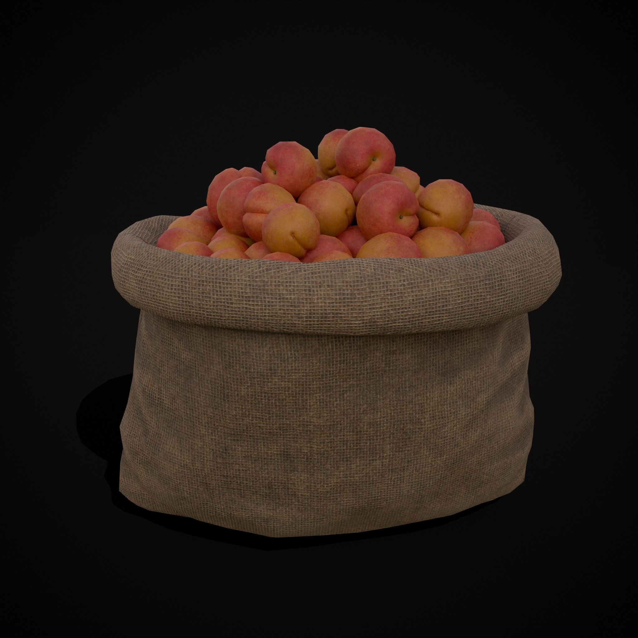 Burlap Sacks of Peaches Low-poly 3D model_15