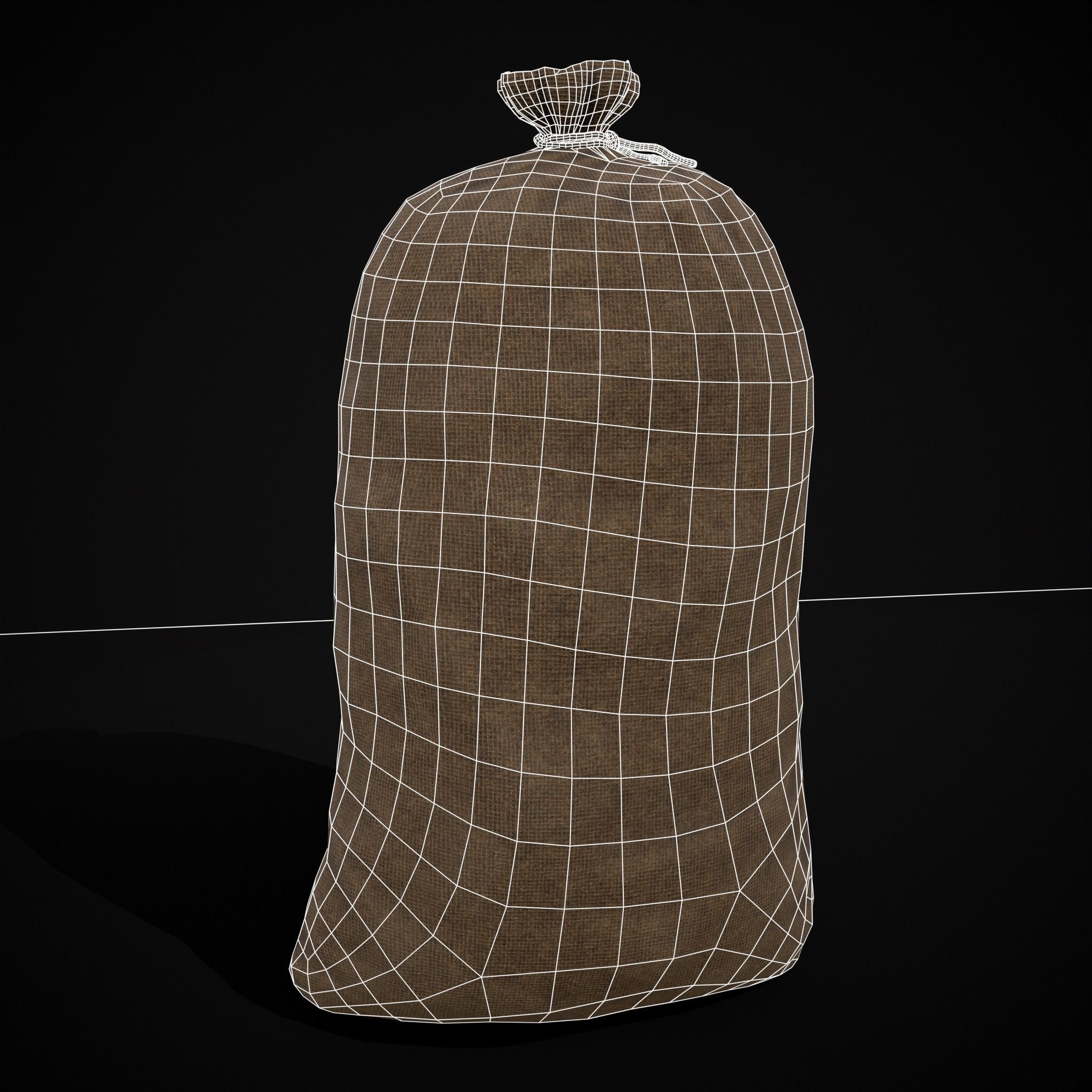 Burlap Sacks of Peaches Low-poly 3D model_12