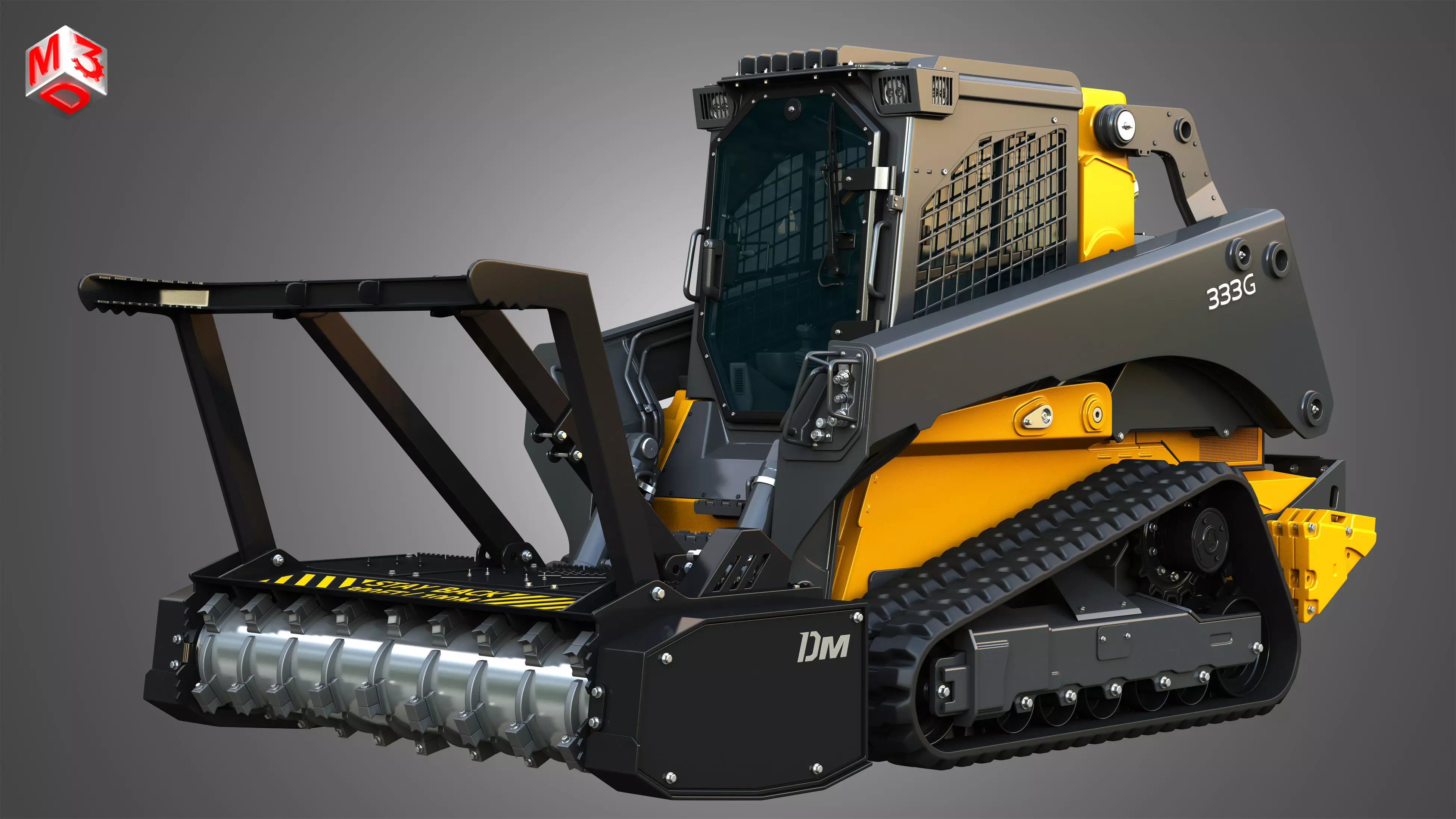 333G Compact Track Loader with Forestry Package - Drum Mulcher 3D model_0