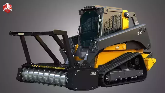 333G Compact Track Loader with Forestry Package - Drum Mulcher 3D model
