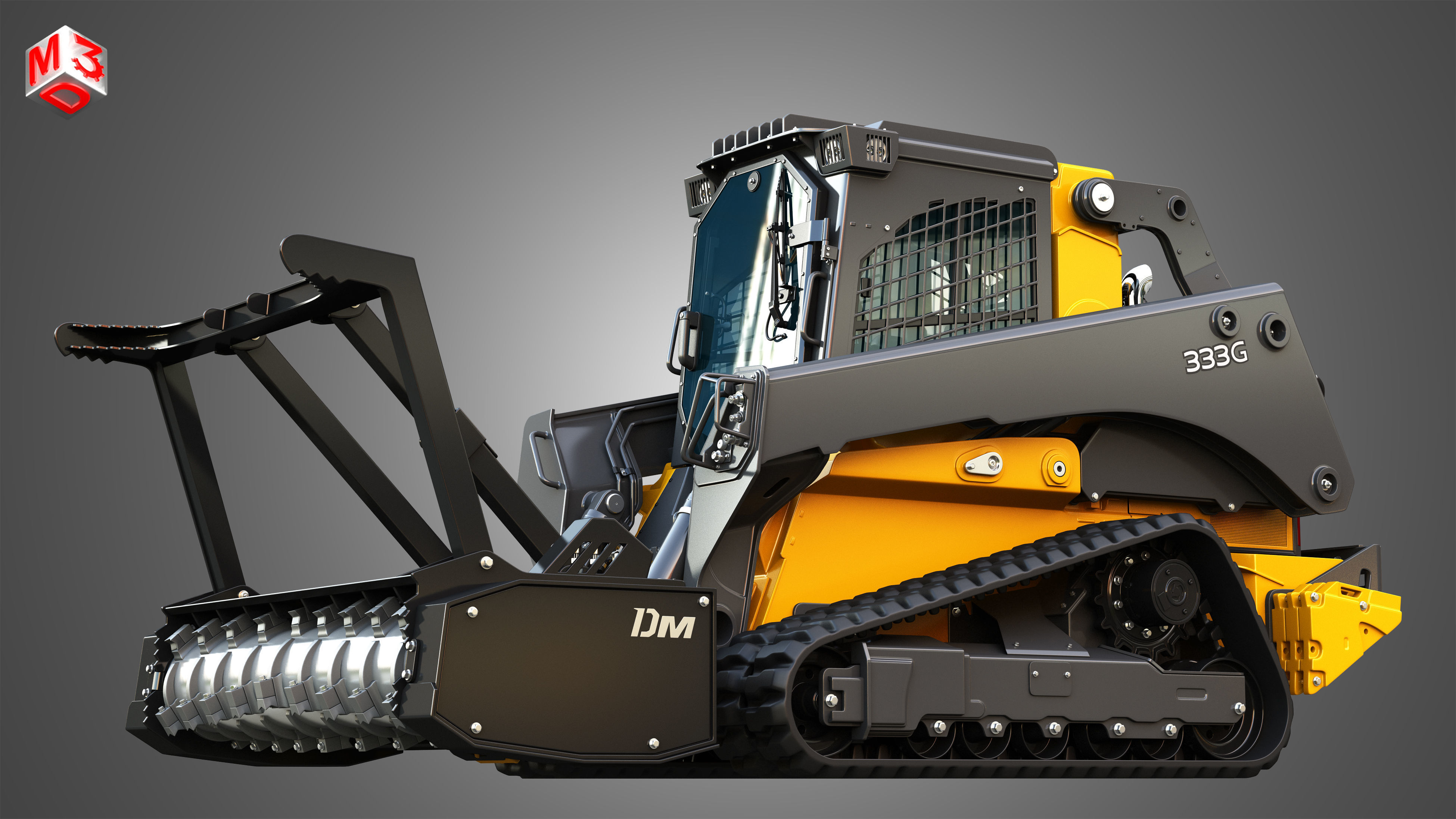 333G Compact Track Loader with Forestry Package - Drum Mulcher 3D model_8