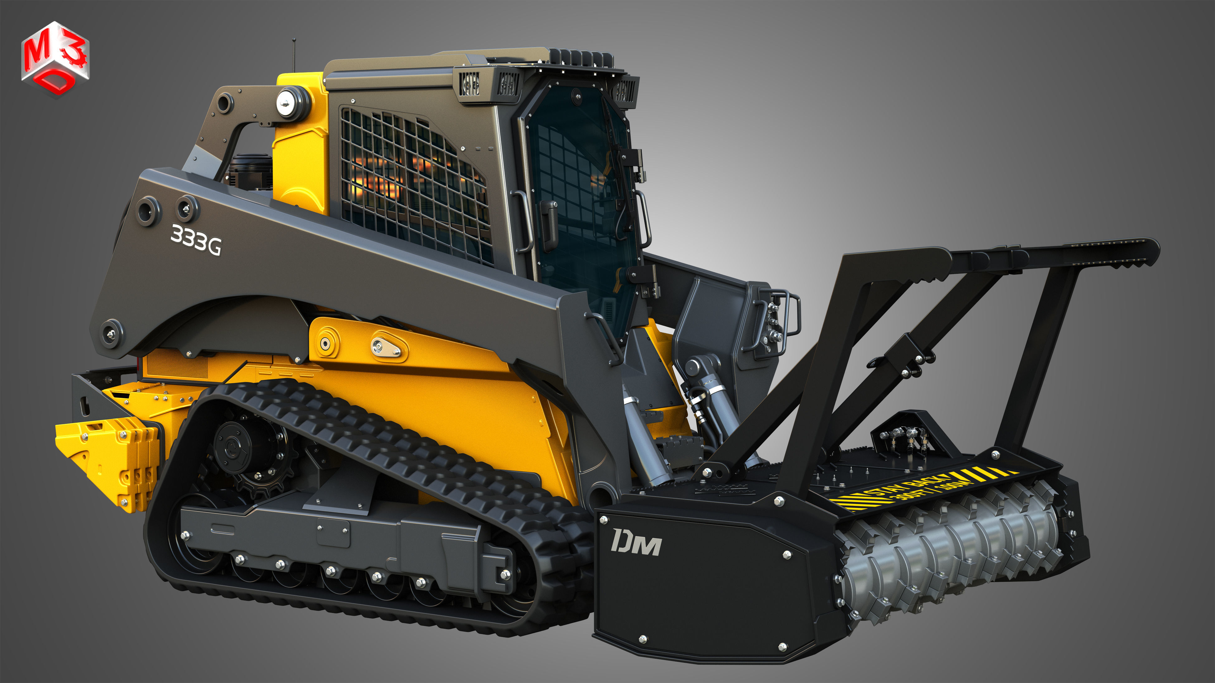 333G Compact Track Loader with Forestry Package - Drum Mulcher 3D model_18