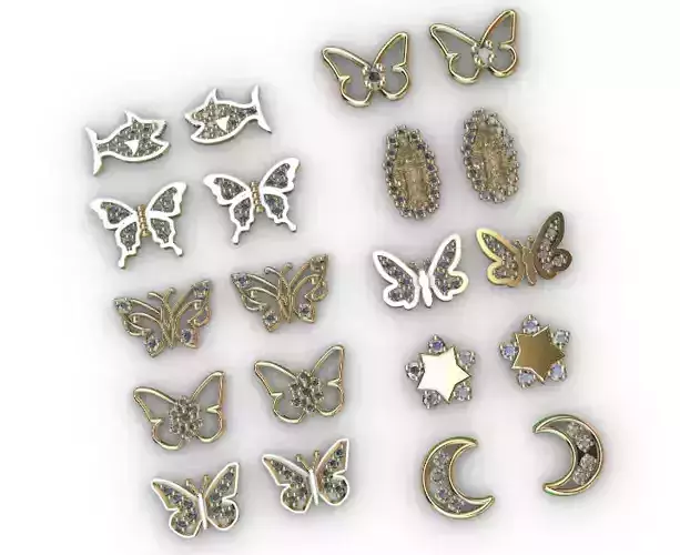 Aretes -Topitos para dama paquete de 10 -v- 3D print model