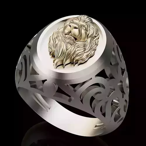 lion ring silver  gold jewelry 3D printable model