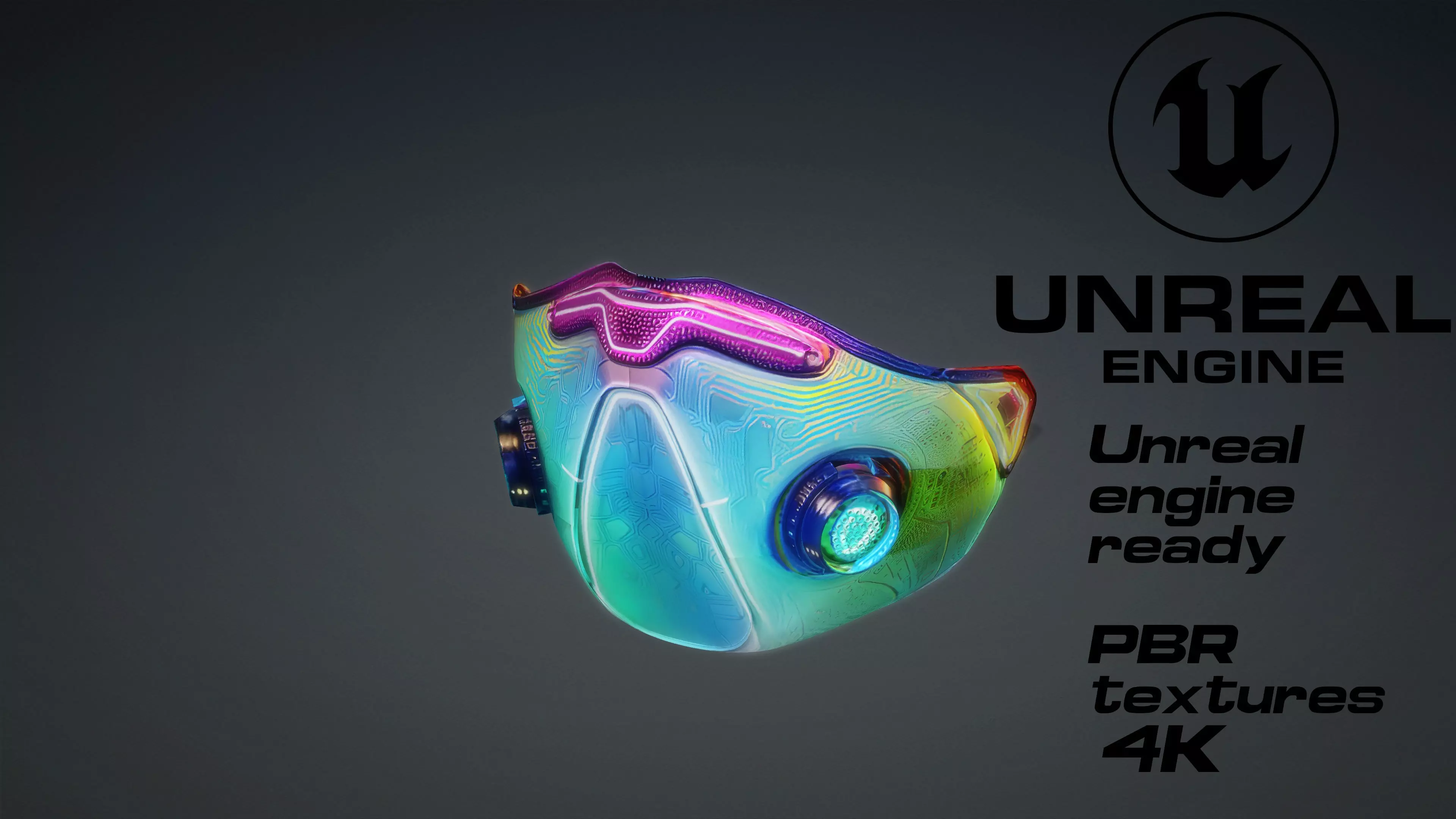 Cyberpunk Gas Mask game ready UE5 FBX  Low-poly 3D model_0