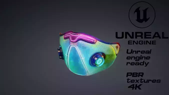 Cyberpunk Gas Mask game ready UE5 FBX  Low-poly 3D model