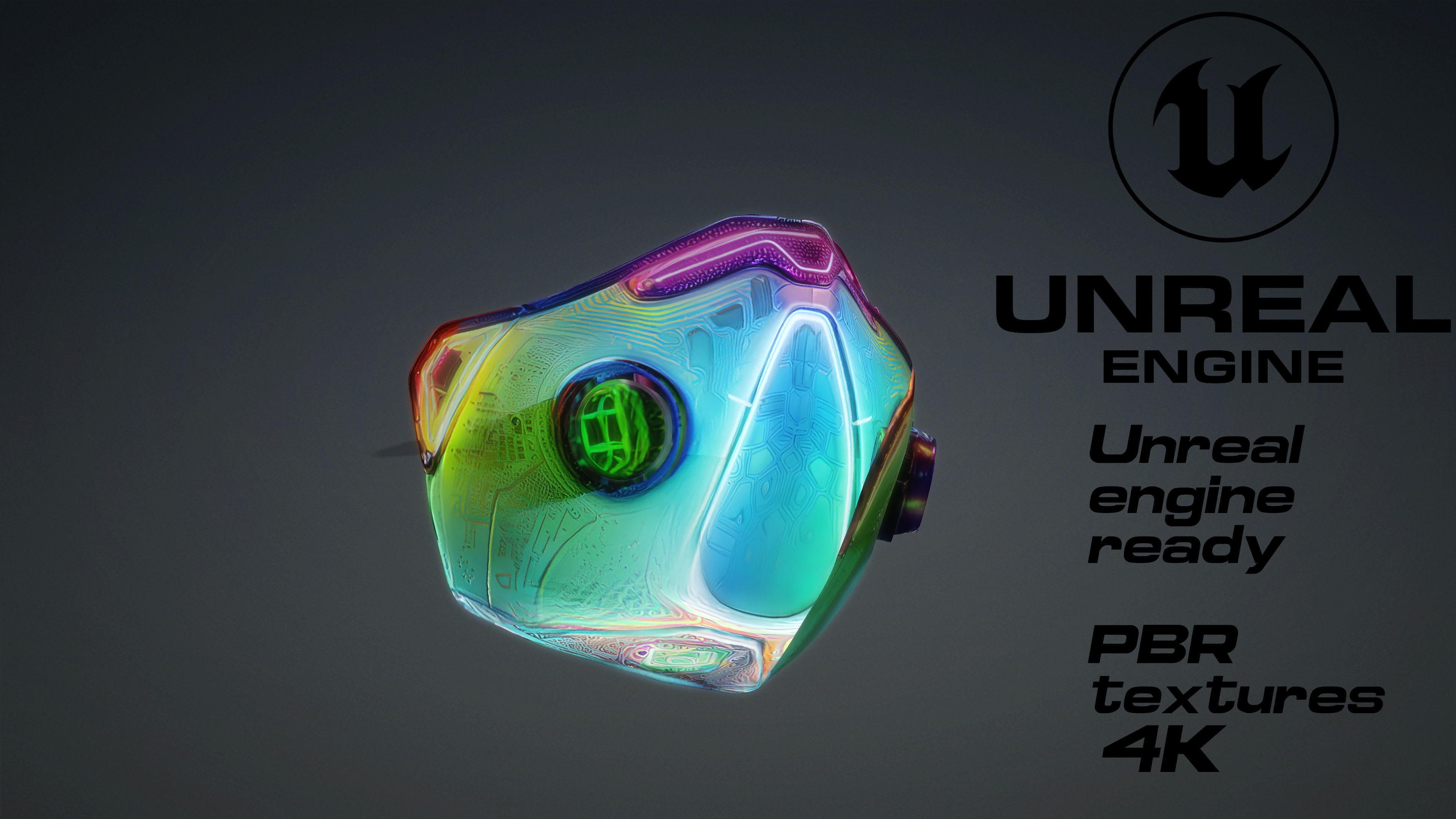 Cyberpunk Gas Mask game ready UE5 FBX  Low-poly 3D model_3