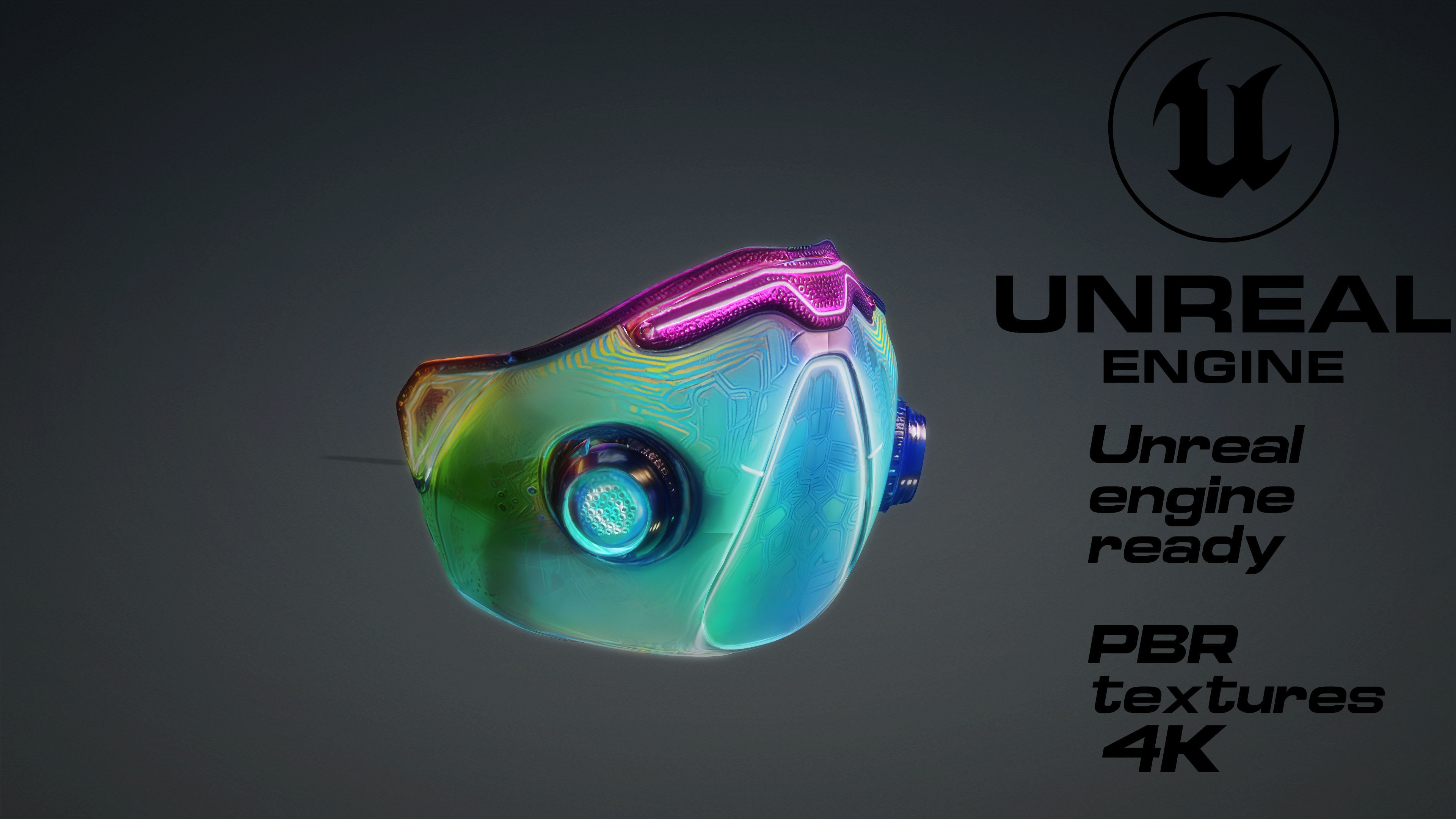 Cyberpunk Gas Mask game ready UE5 FBX  Low-poly 3D model_2