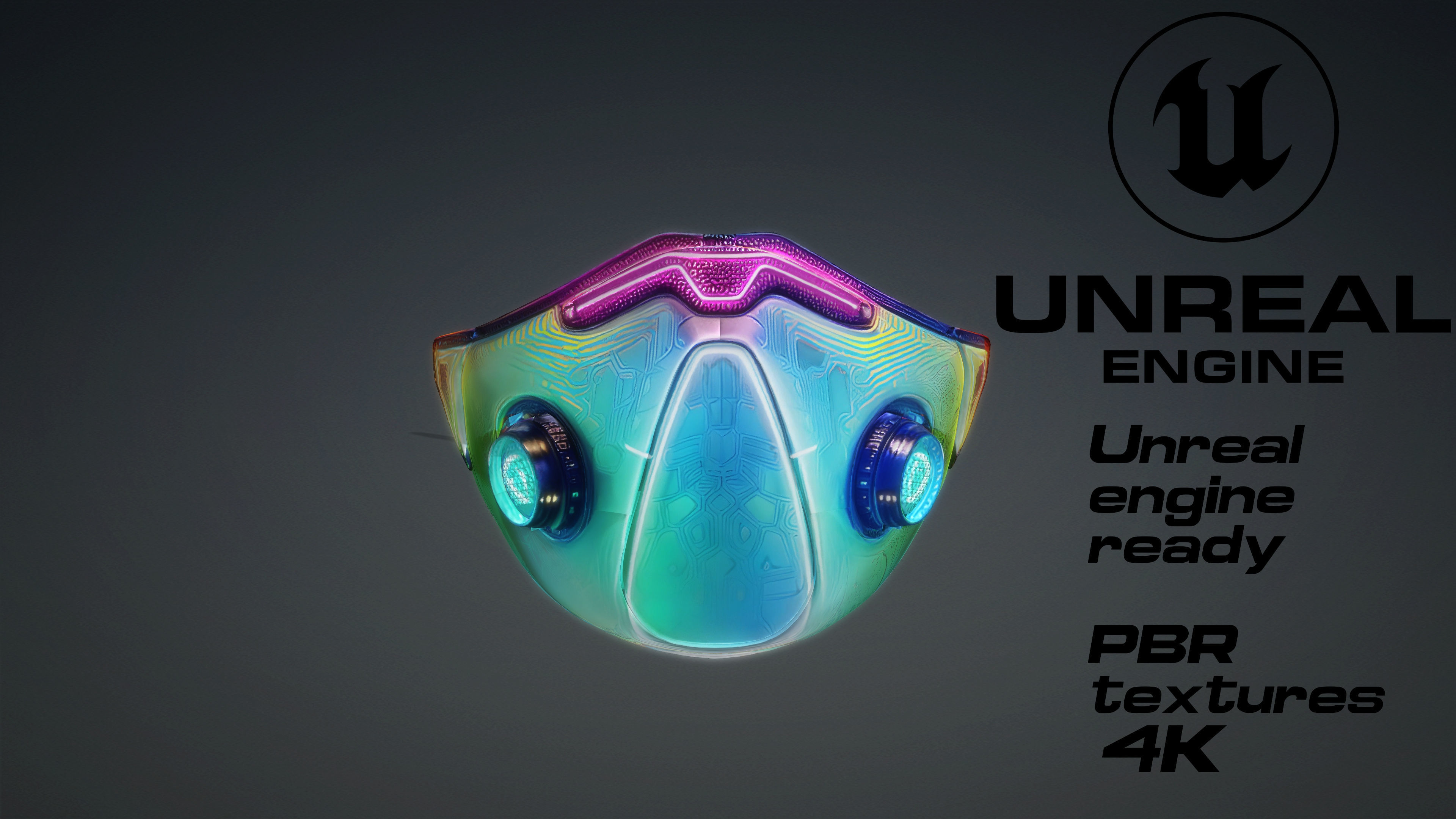 Cyberpunk Gas Mask game ready UE5 FBX  Low-poly 3D model_1