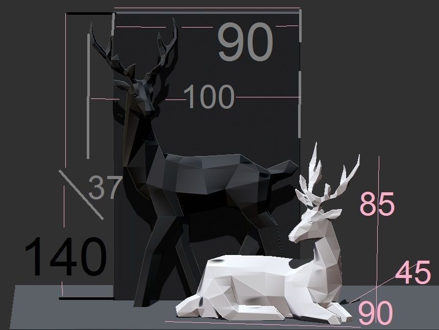 Geometric Deer Statue Nordic Decoration Home Decor  3D print model_7