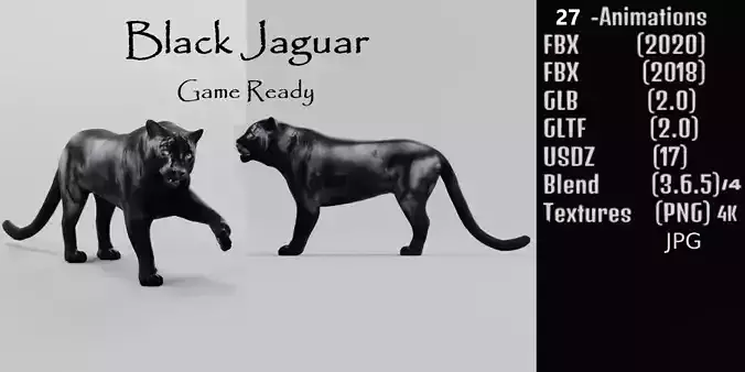Black Jaguar Low-poly 3D model