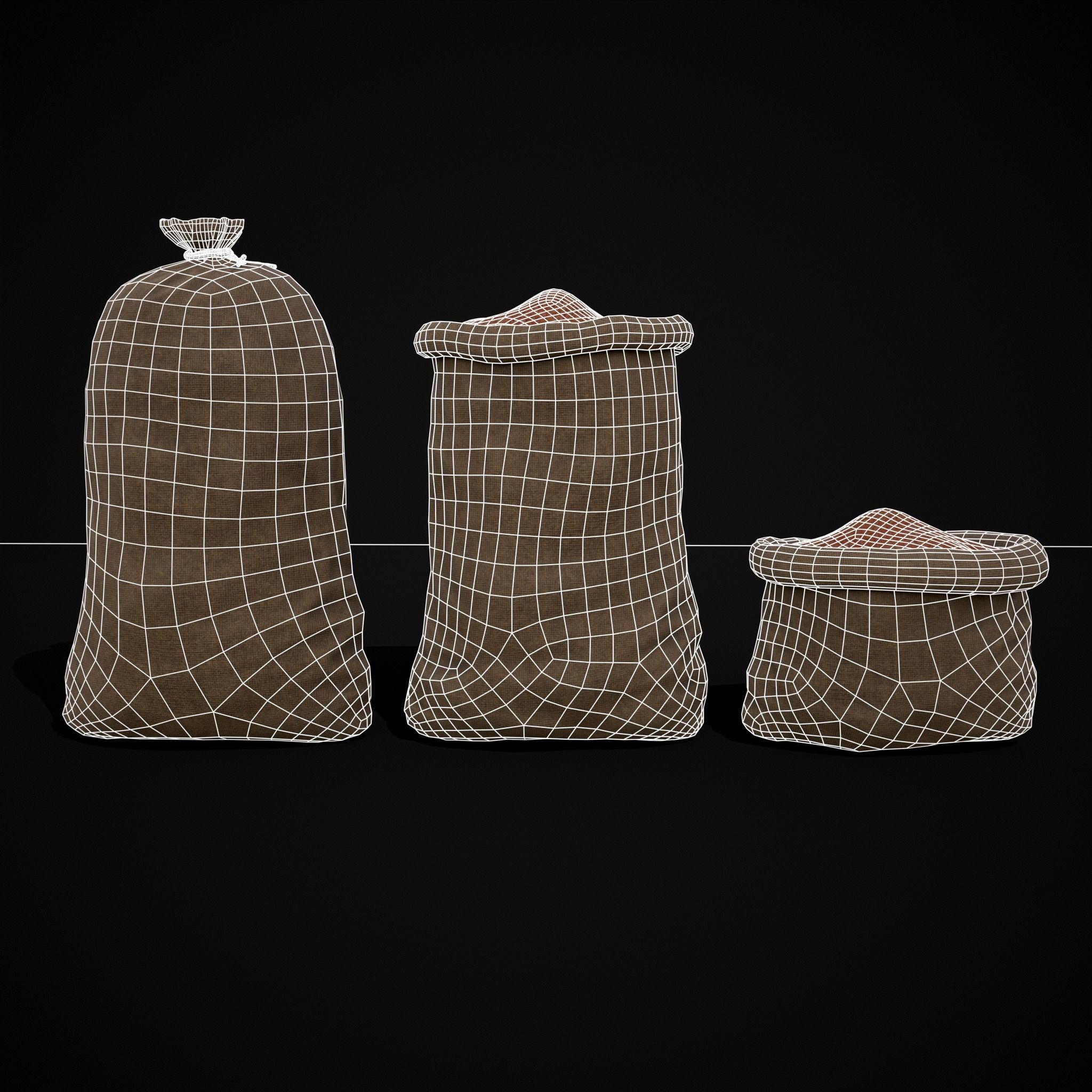 Burlap Sacks of Lentils Low-poly 3D model_20