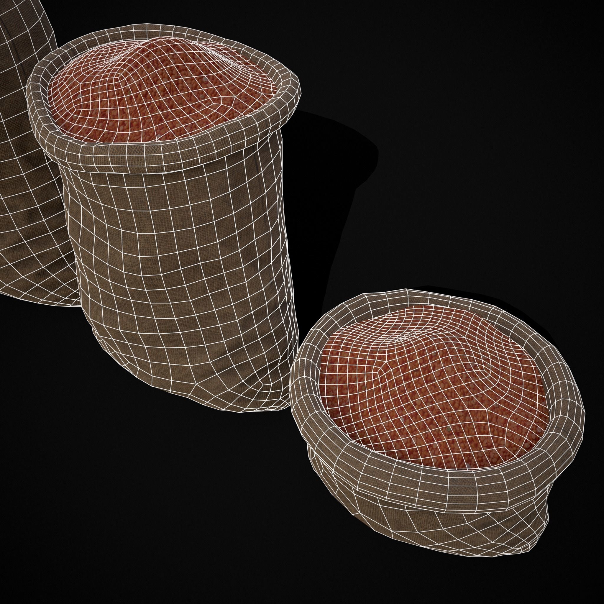 Burlap Sacks of Lentils Low-poly 3D model_18