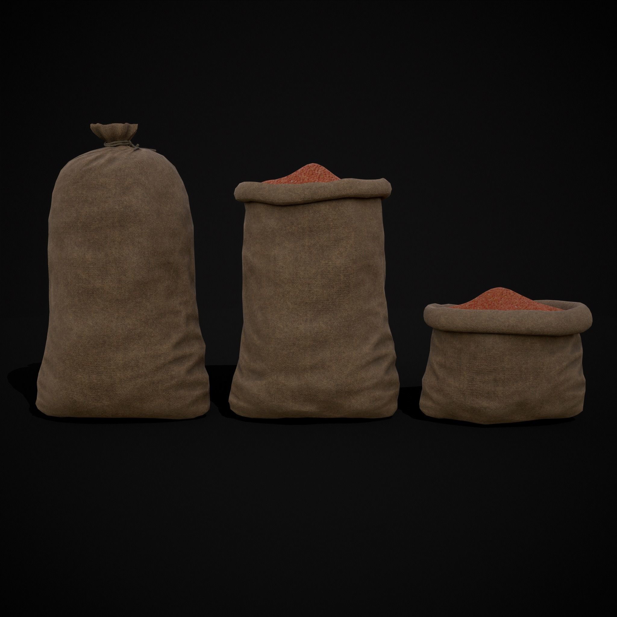 Burlap Sacks of Lentils Low-poly 3D model_19
