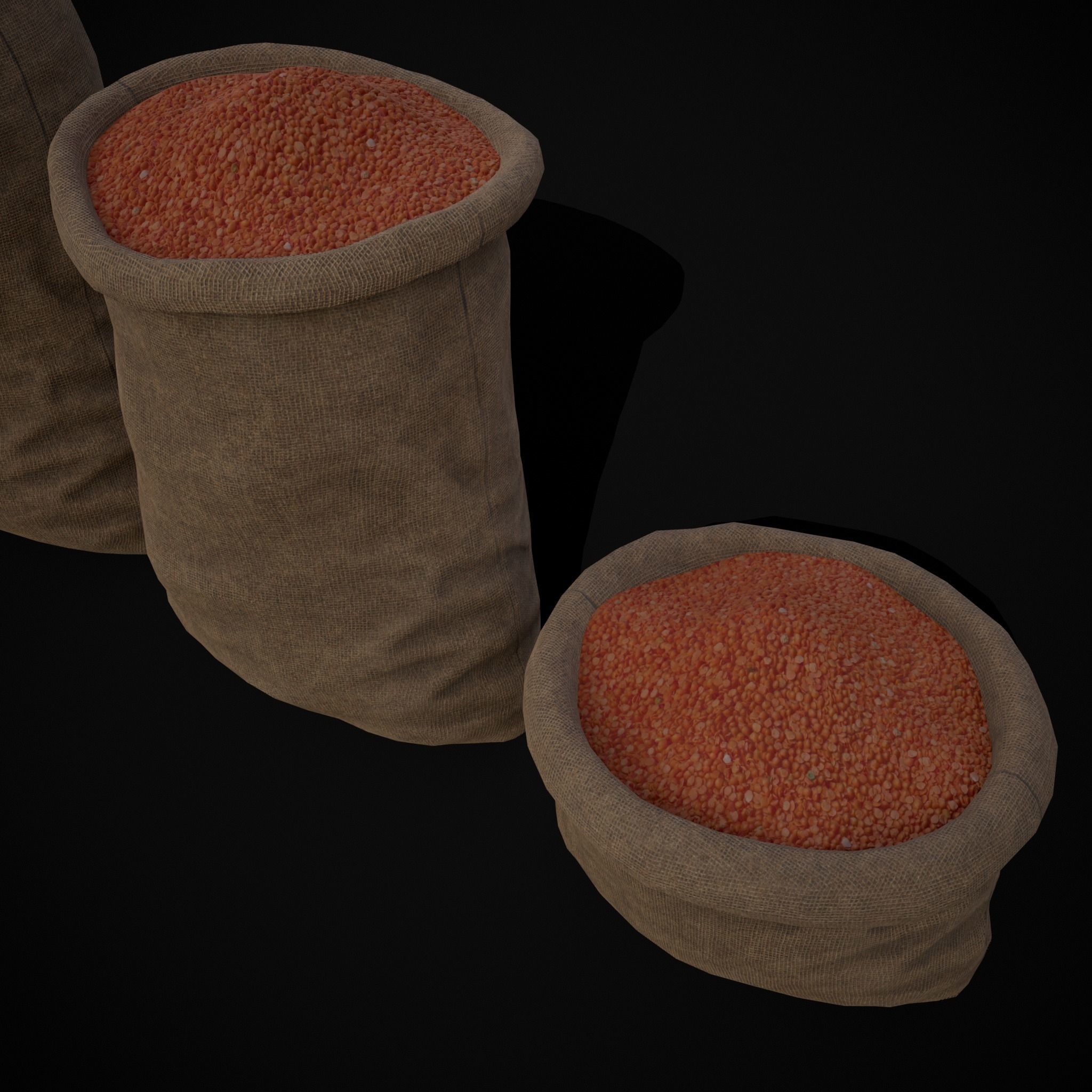 Burlap Sacks of Lentils Low-poly 3D model_17