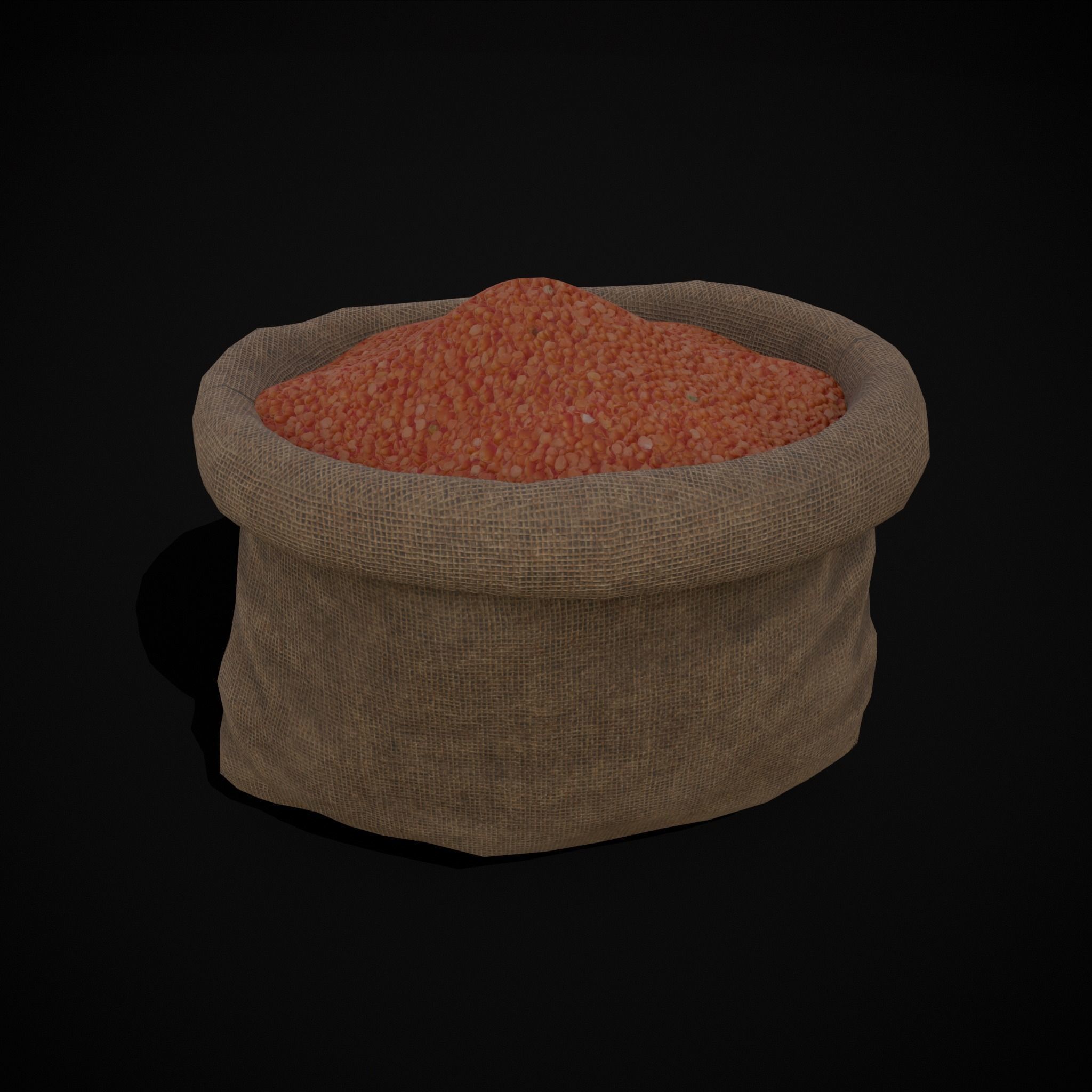 Burlap Sacks of Lentils Low-poly 3D model_15