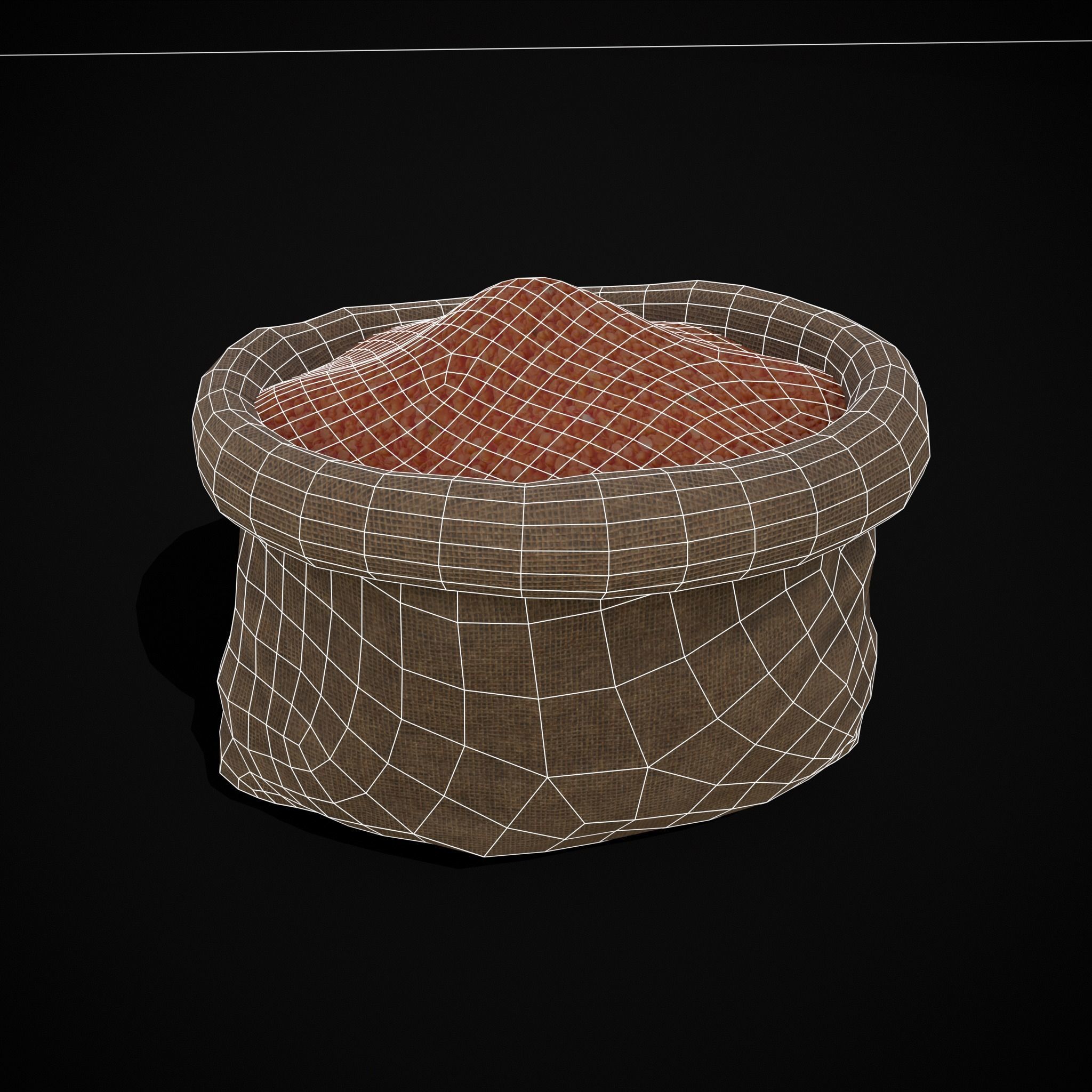 Burlap Sacks of Lentils Low-poly 3D model_16