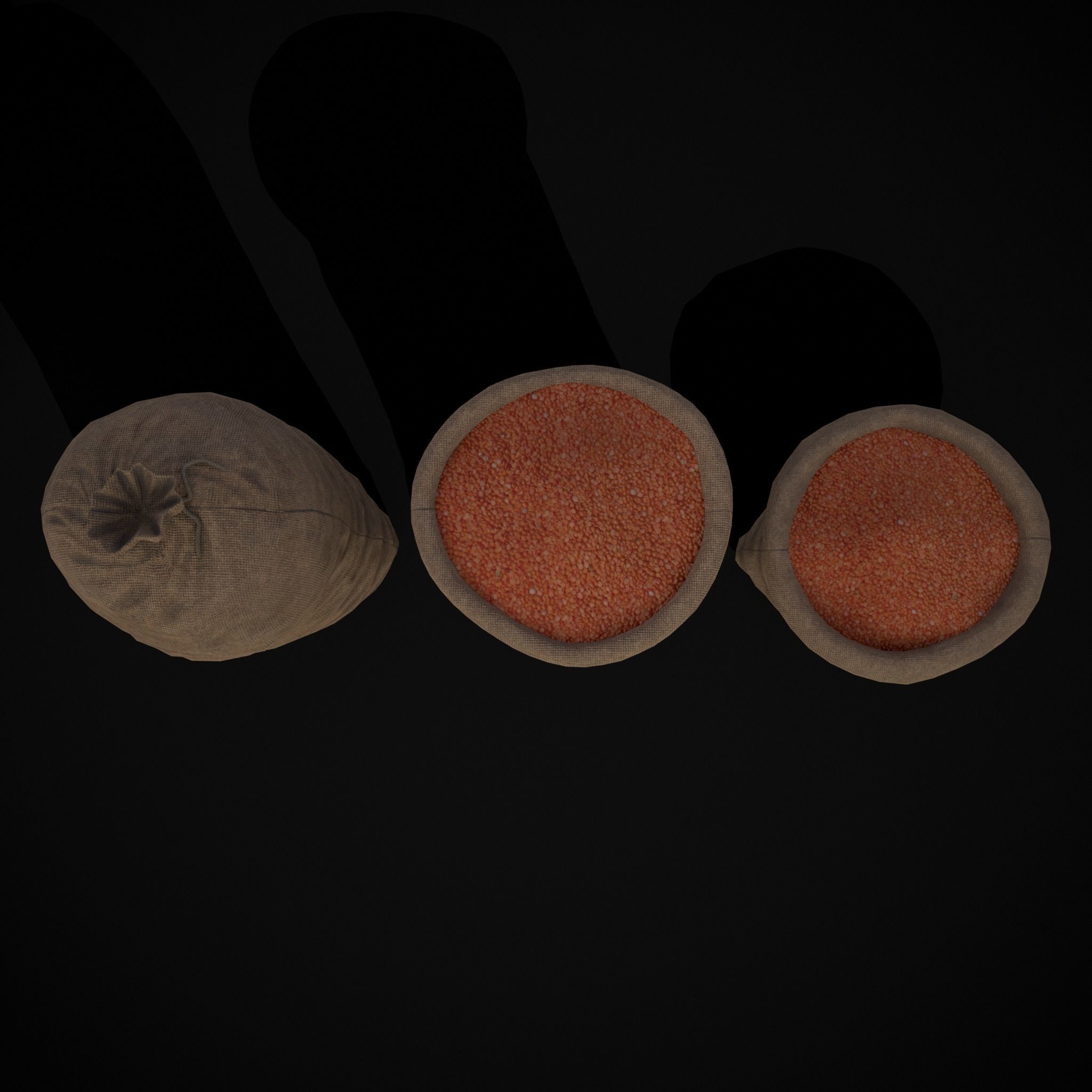 Burlap Sacks of Lentils Low-poly 3D model_5