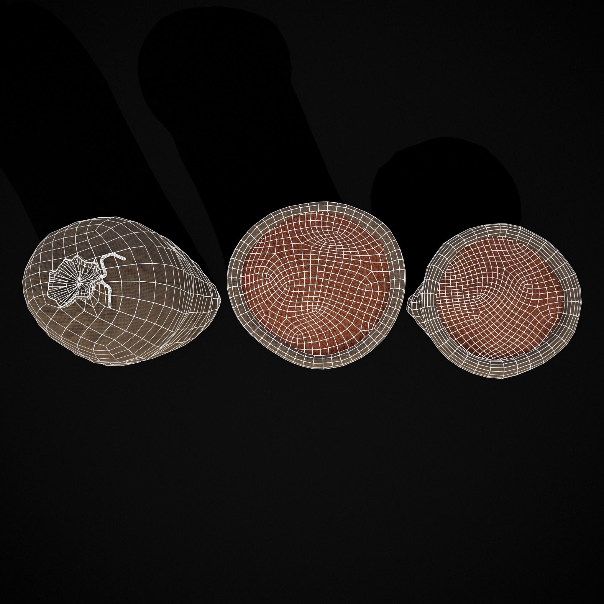 Burlap Sacks of Lentils Low-poly 3D model_6