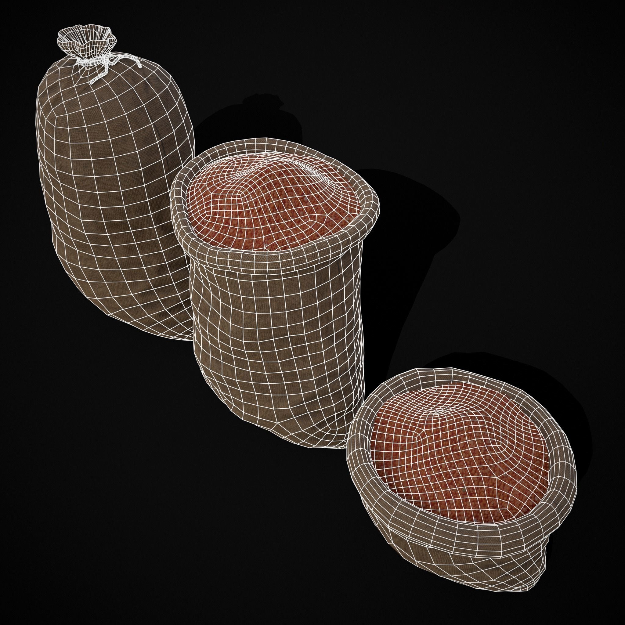 Burlap Sacks of Lentils Low-poly 3D model_8