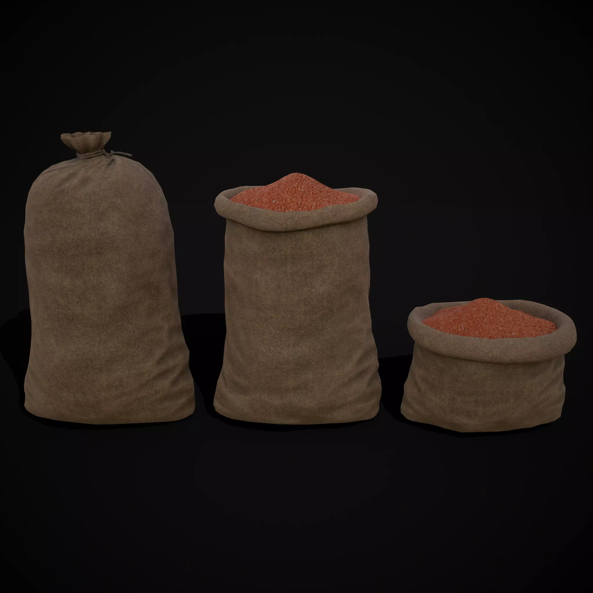 Burlap Sacks of Lentils Low-poly 3D model_0