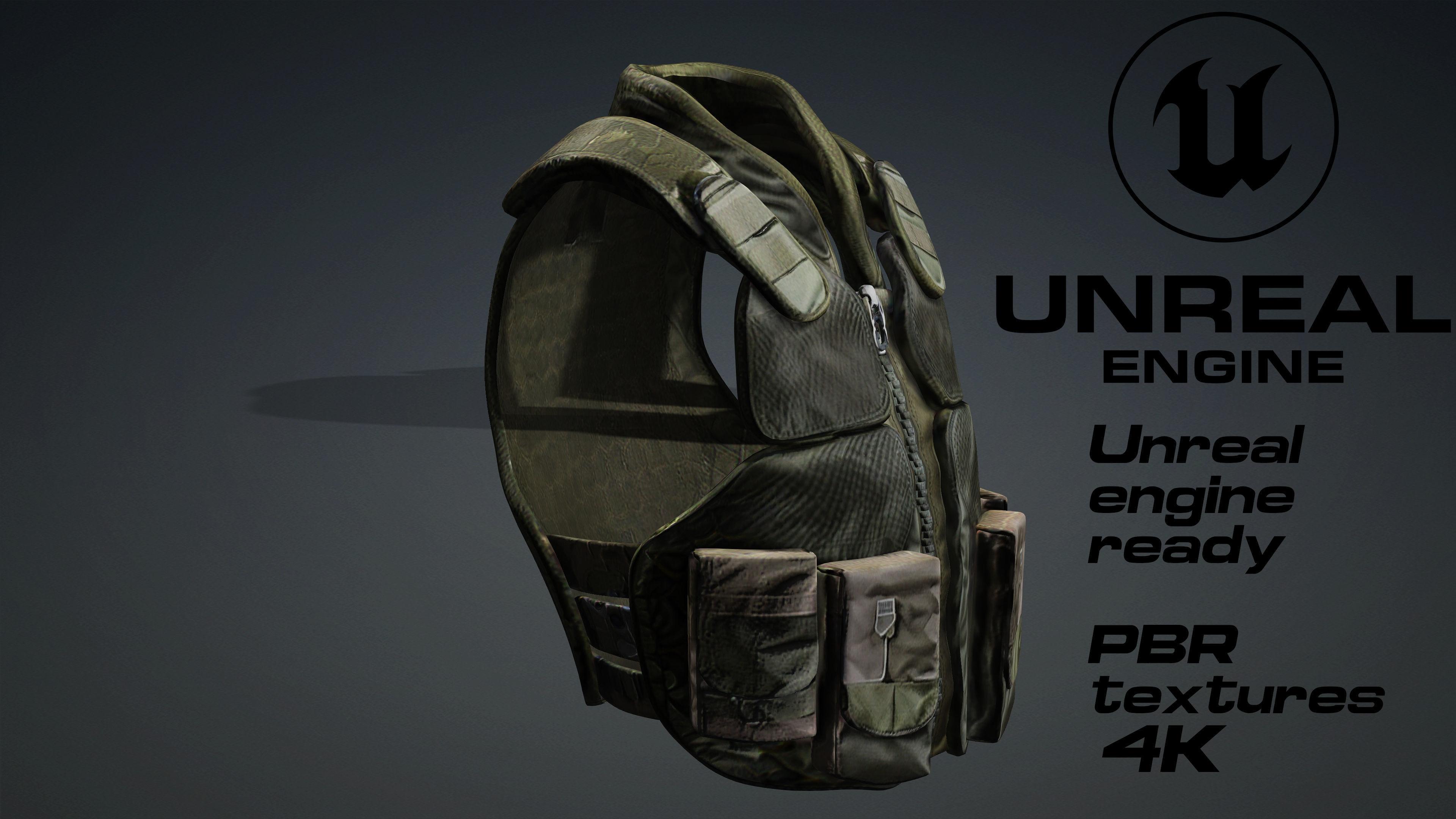 military bulletproof vest game ready UE5 FBX Low-poly 3D model_2