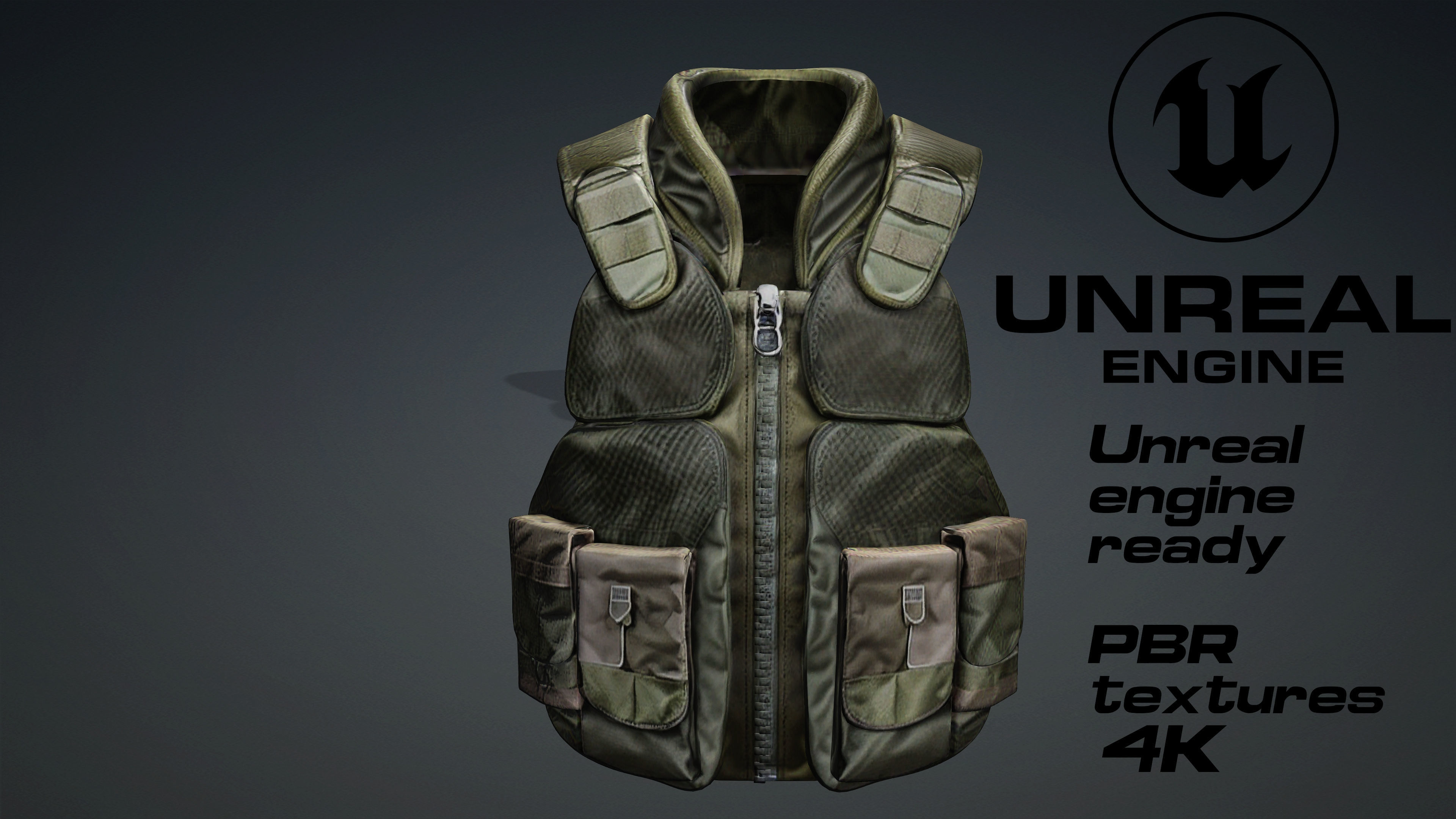 military bulletproof vest game ready UE5 FBX Low-poly 3D model_1