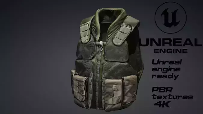 military bulletproof vest game ready UE5 FBX Low-poly 3D model