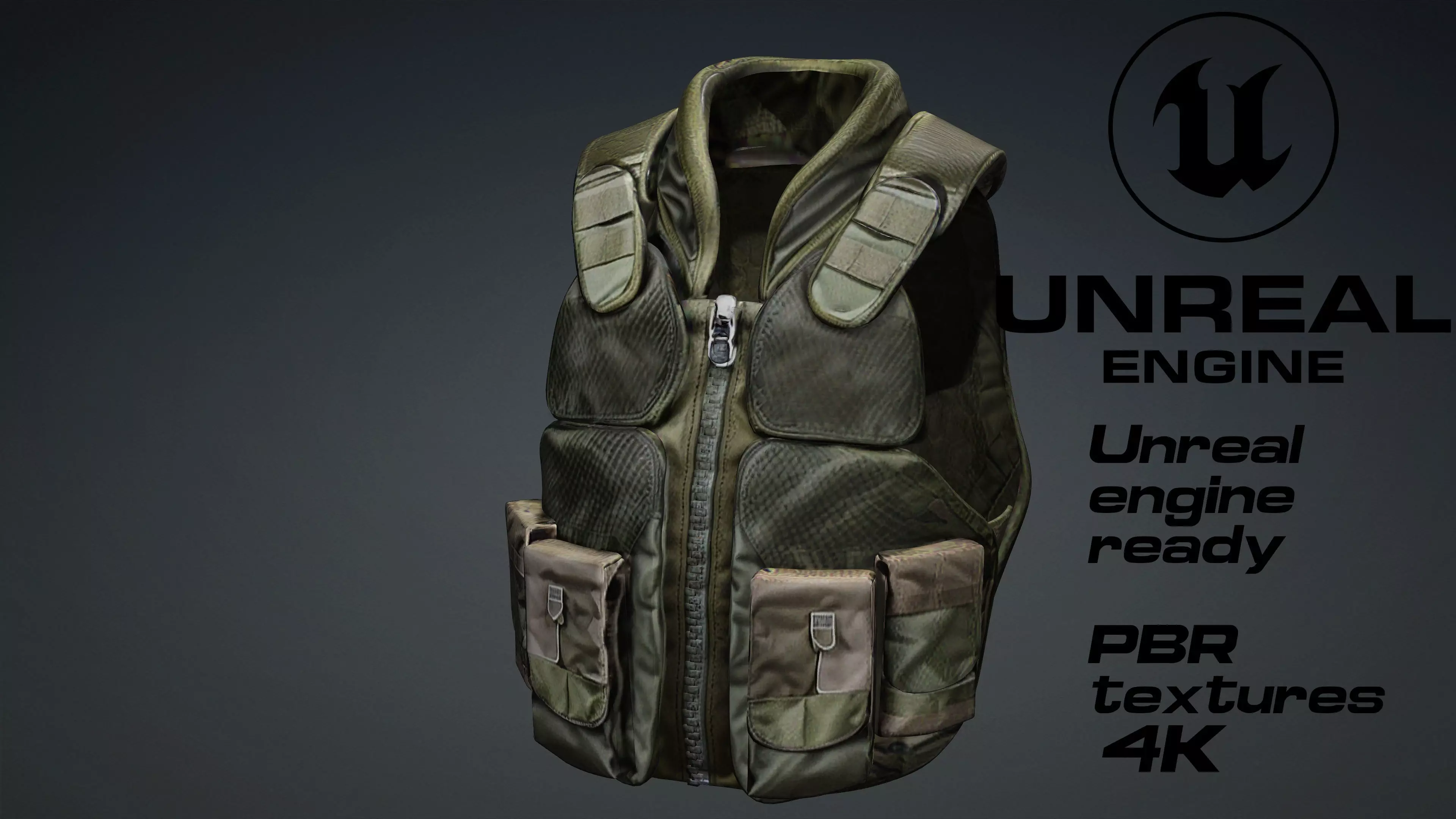 military bulletproof vest game ready UE5 FBX Low-poly 3D model_0