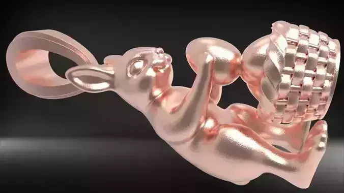 Bunny with Easter egg Basket Pendant Necklace Jewelry