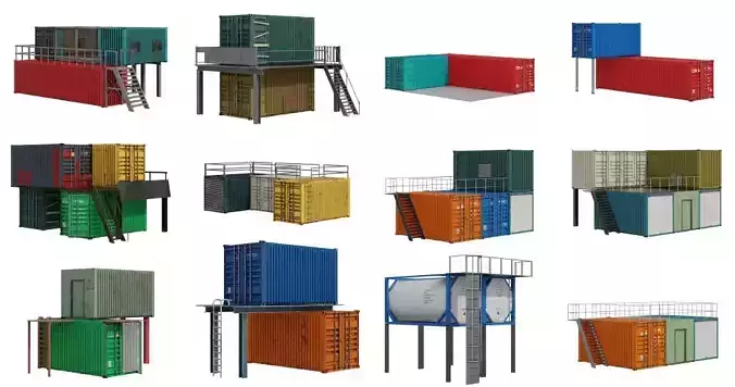 Collection of shipping containers and portable buildings