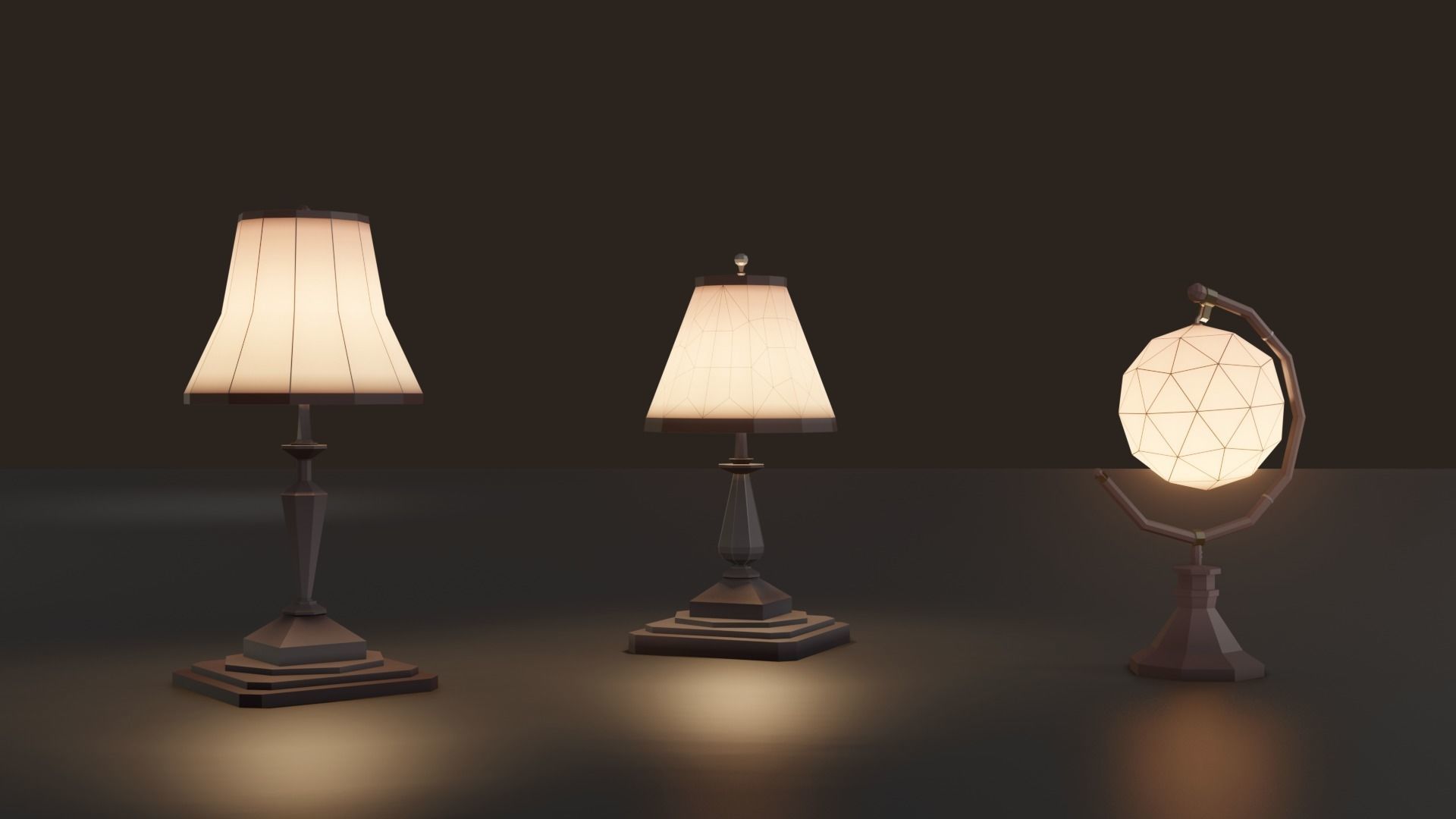 Collection 9 Vintage Lamps Low Poly   Low-poly 3D model_6