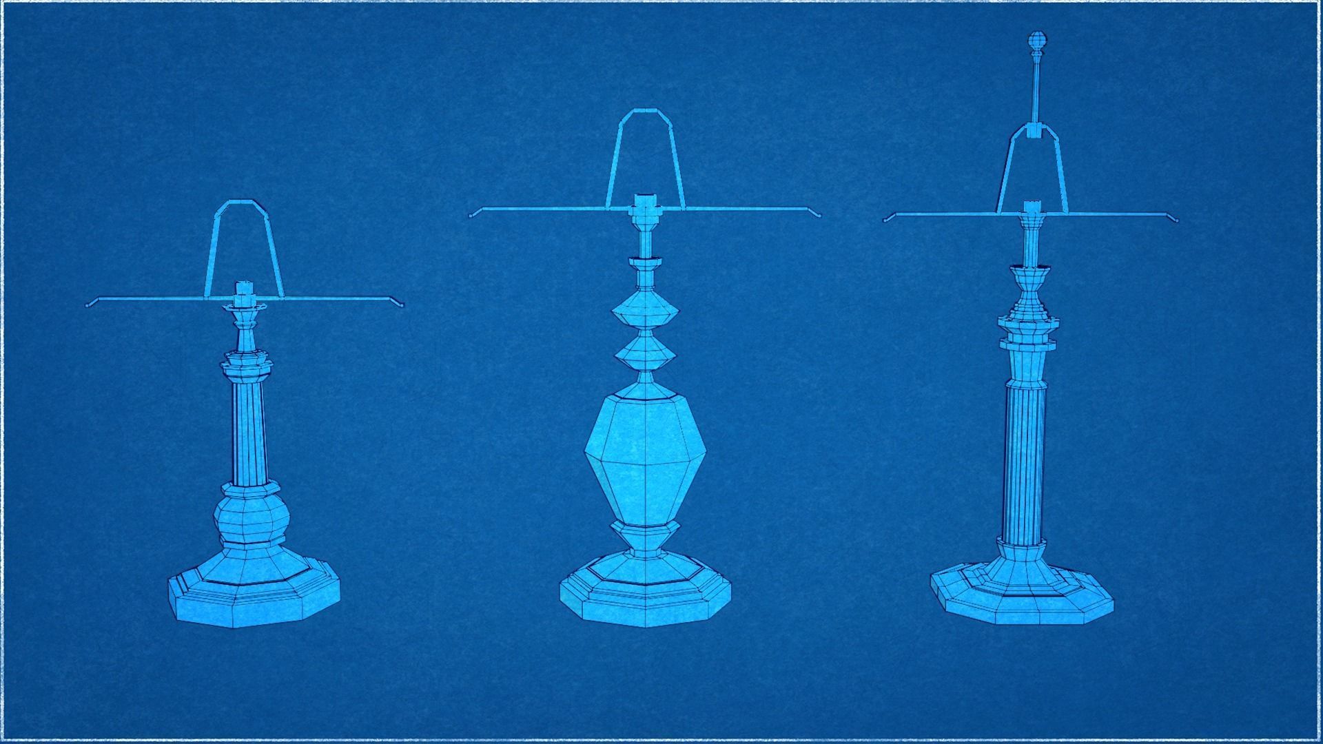 Collection 9 Vintage Lamps Low Poly   Low-poly 3D model_13