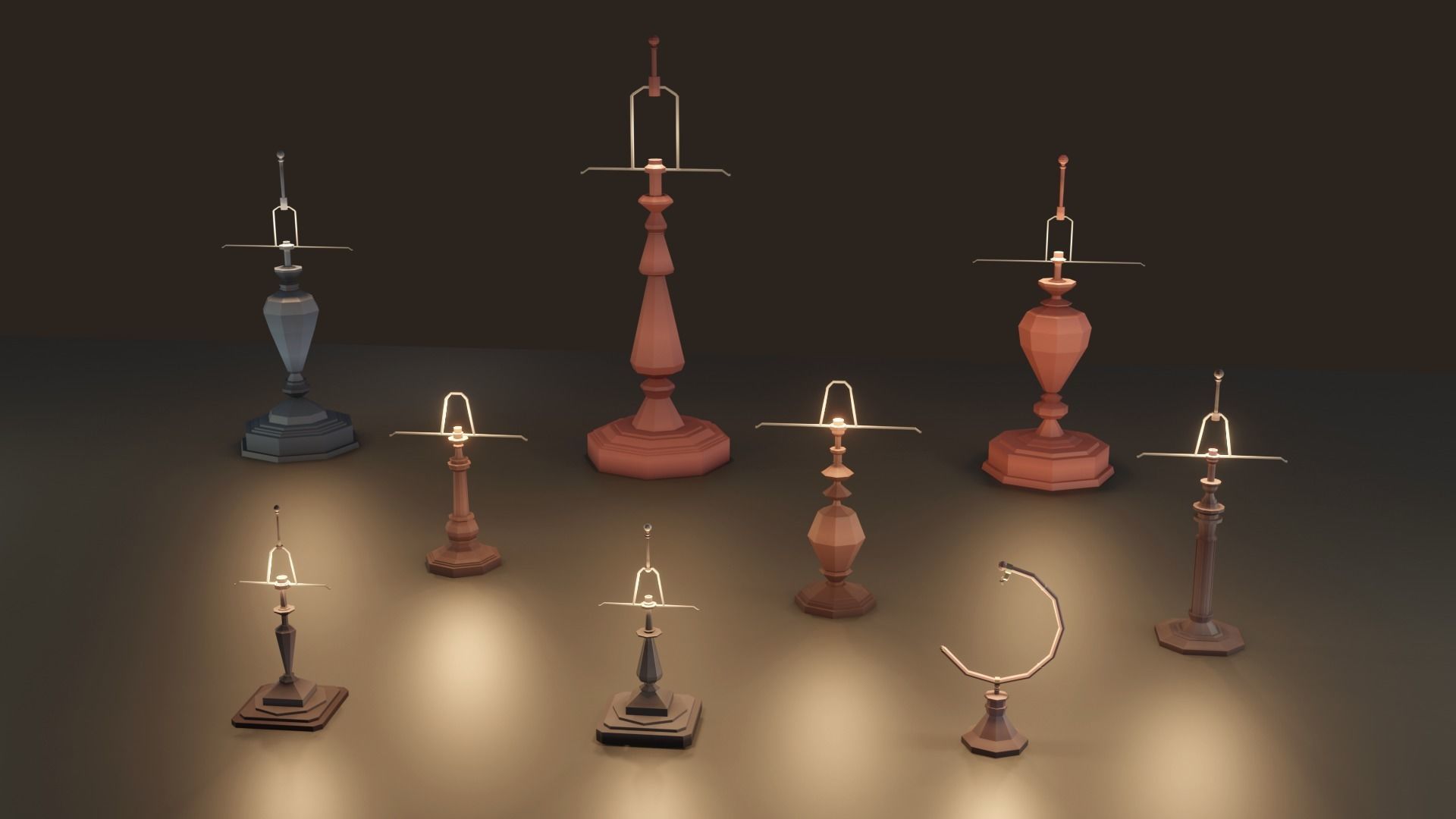 Collection 9 Vintage Lamps Low Poly   Low-poly 3D model_8