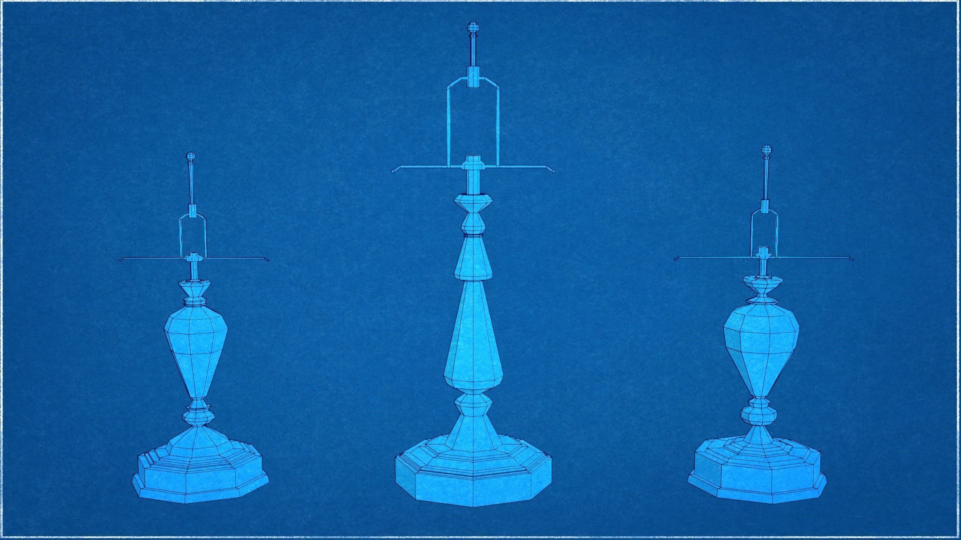 Collection 9 Vintage Lamps Low Poly   Low-poly 3D model_12