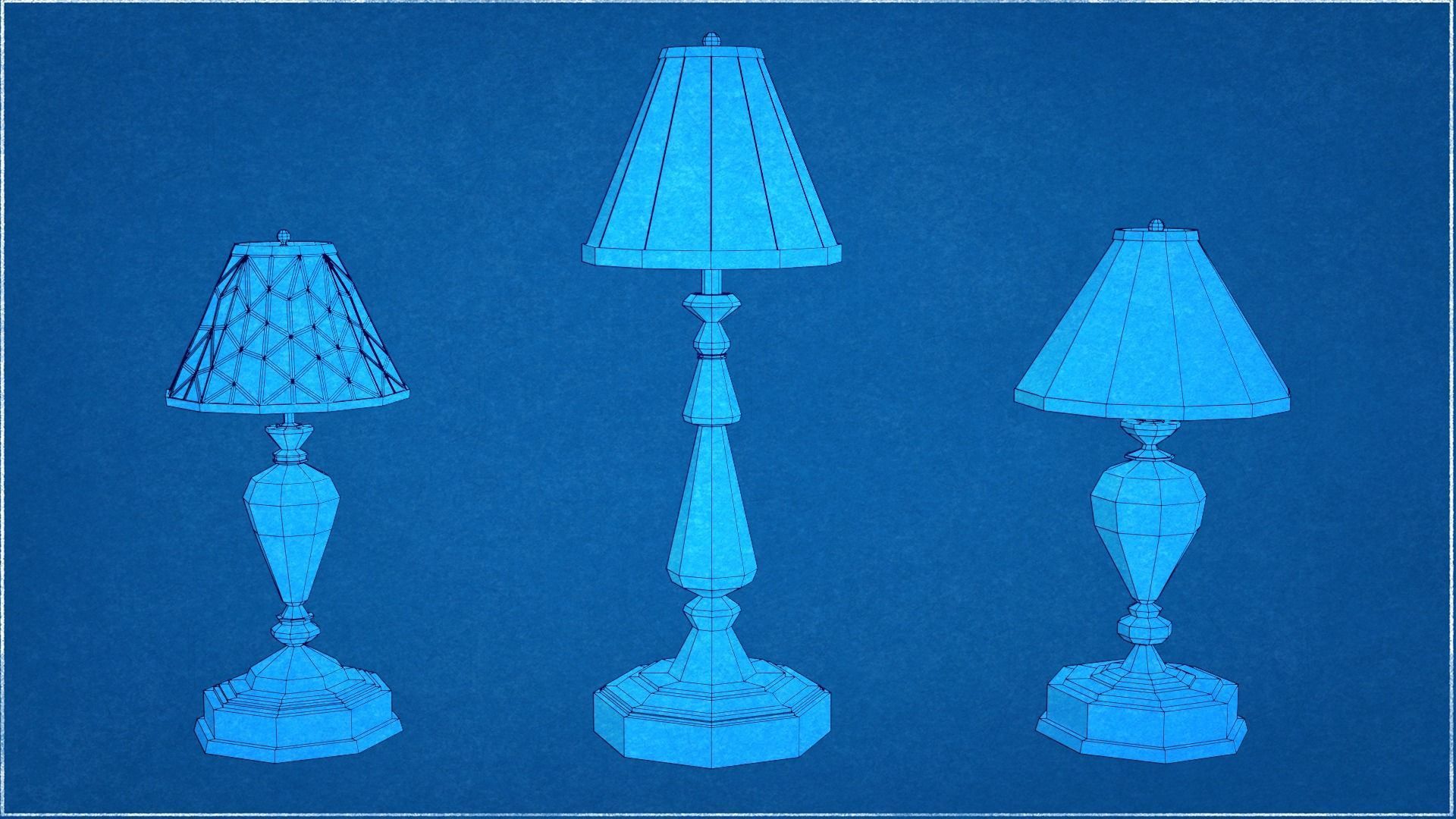 Collection 9 Vintage Lamps Low Poly   Low-poly 3D model_11