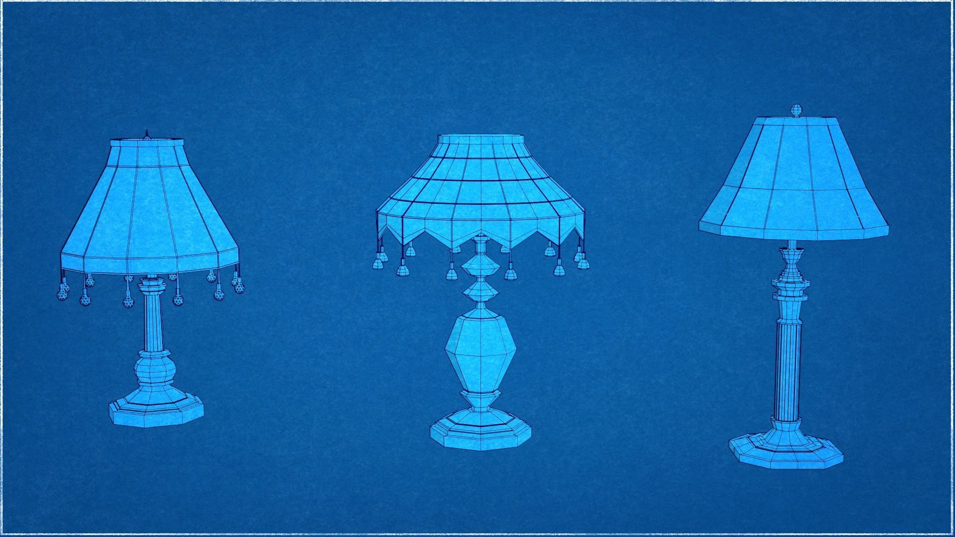 Collection 9 Vintage Lamps Low Poly   Low-poly 3D model_10