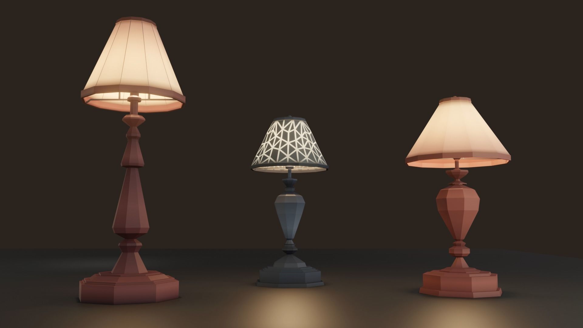 Collection 9 Vintage Lamps Low Poly   Low-poly 3D model_5