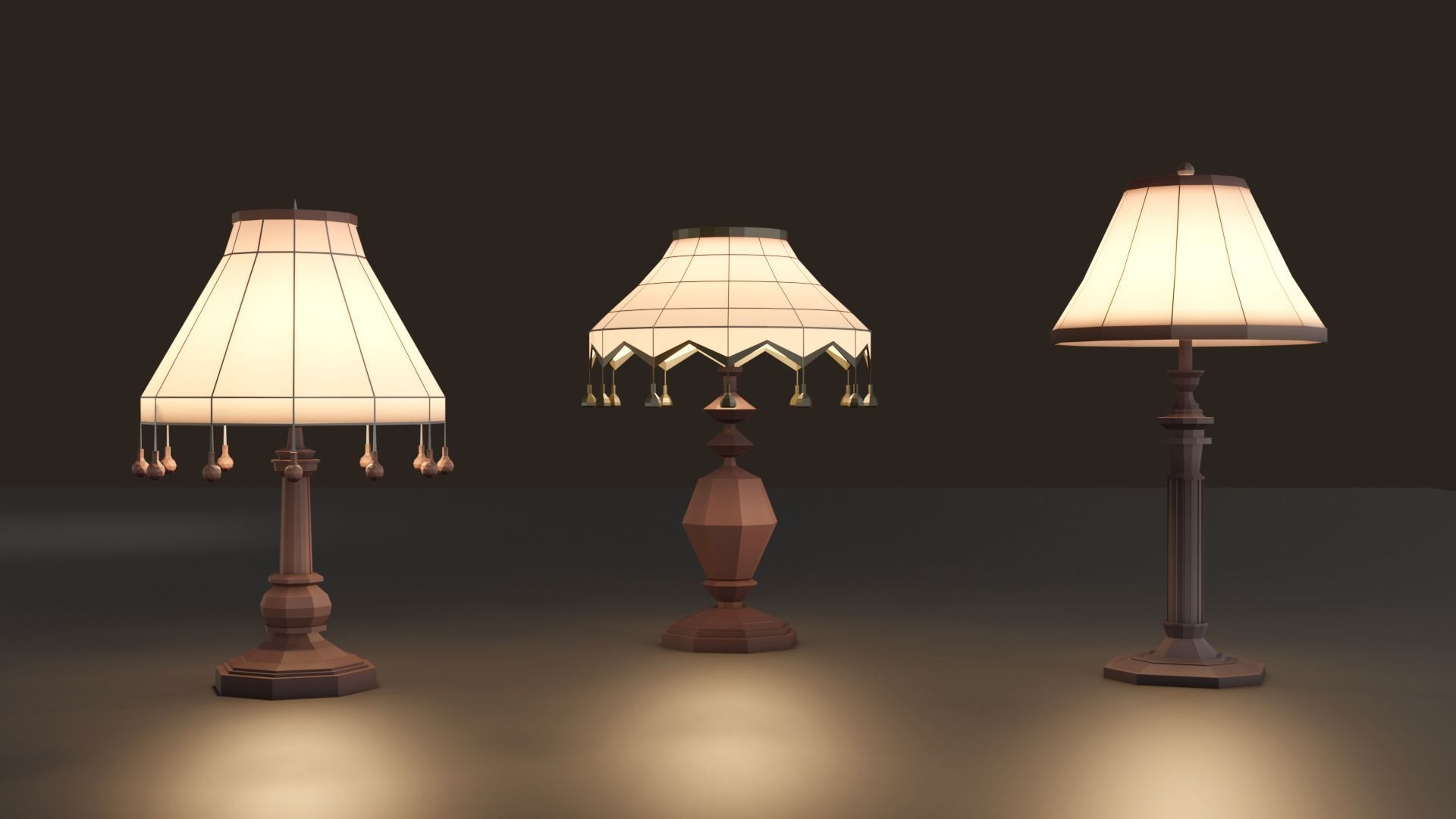 Collection 9 Vintage Lamps Low Poly   Low-poly 3D model_7