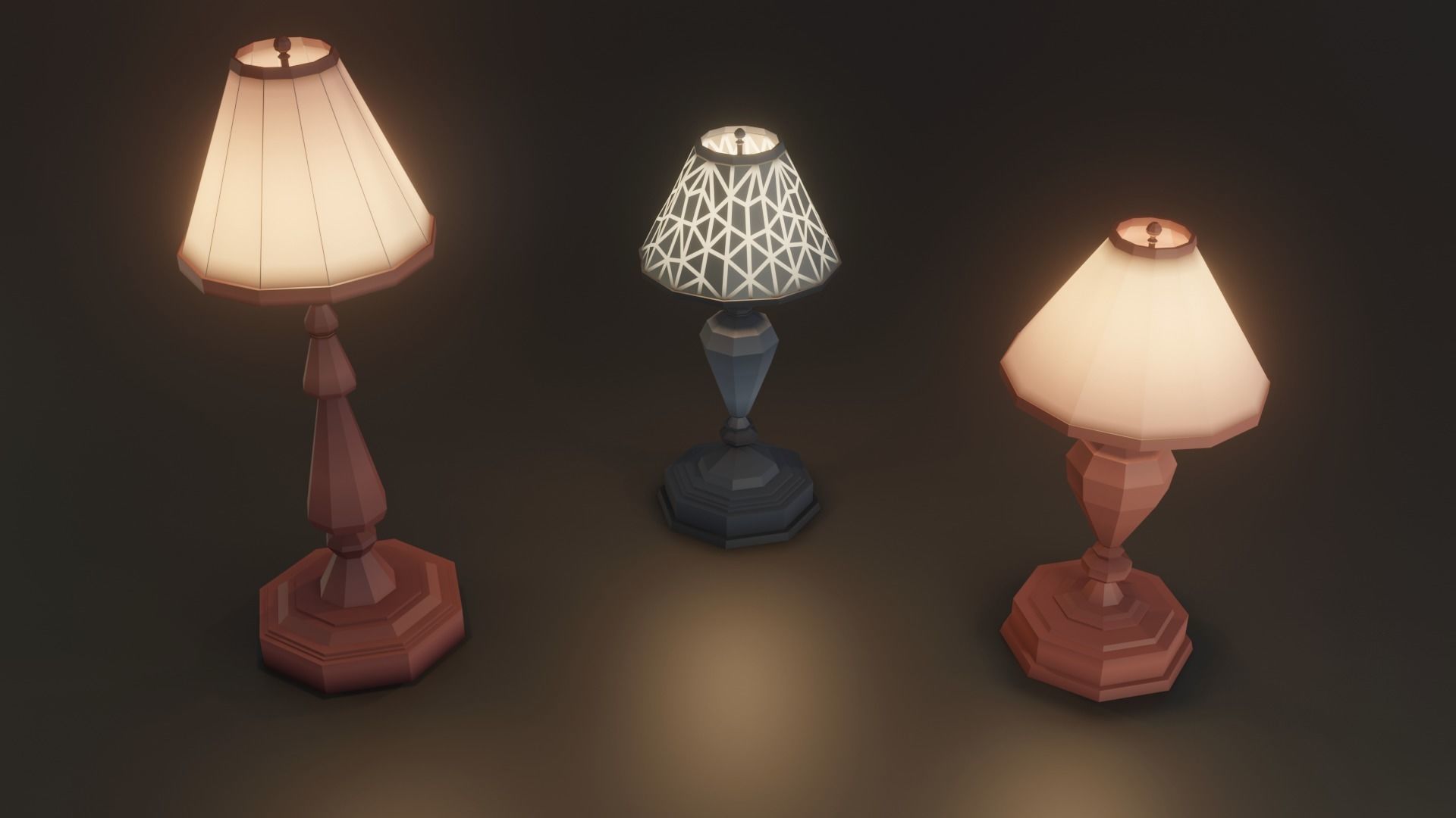 Collection 9 Vintage Lamps Low Poly   Low-poly 3D model_4