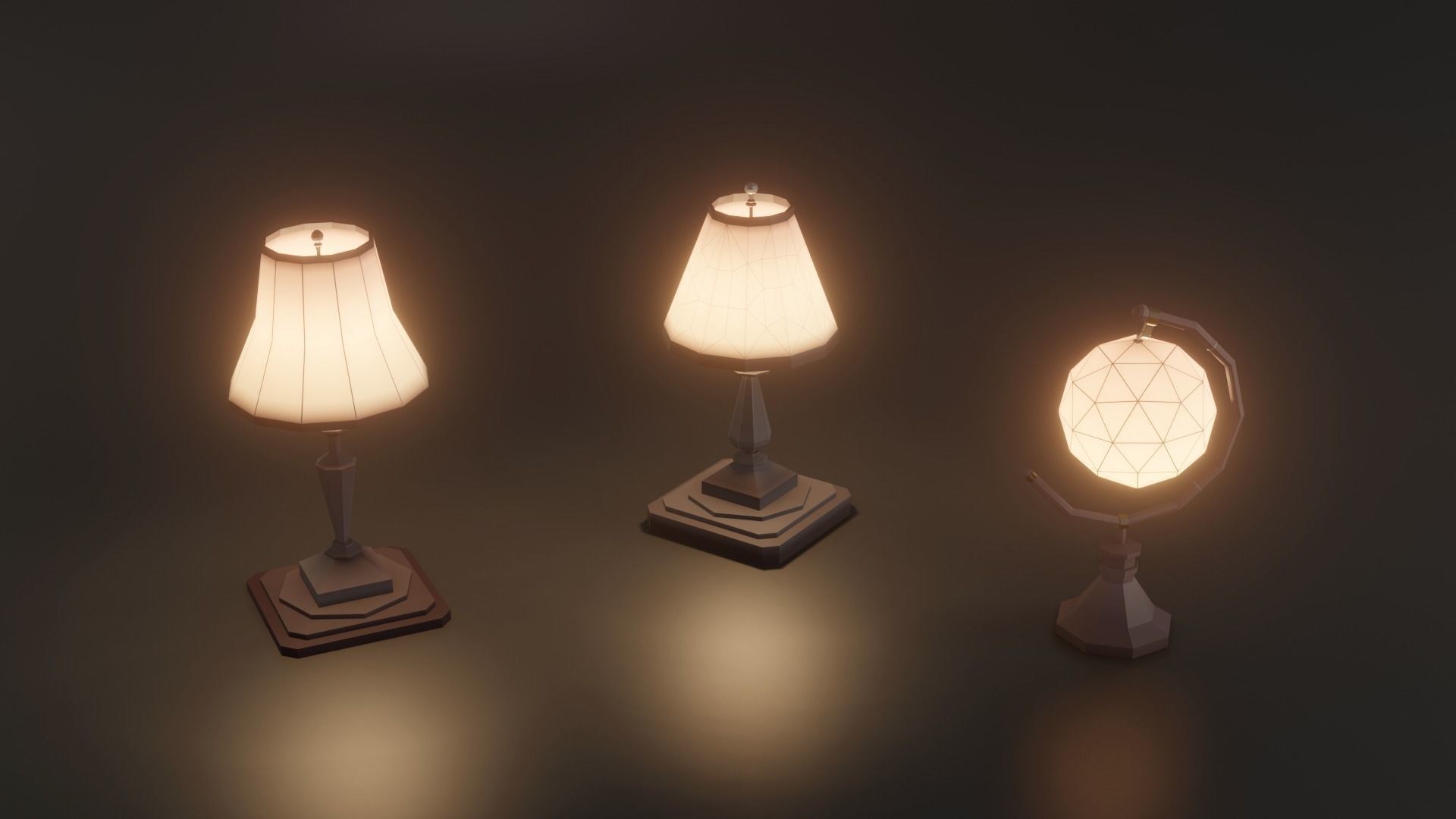 Collection 9 Vintage Lamps Low Poly   Low-poly 3D model_2