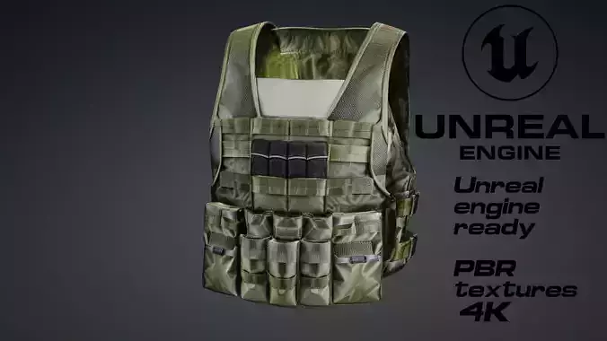 military bulletproof vest game ready UE5 FBX