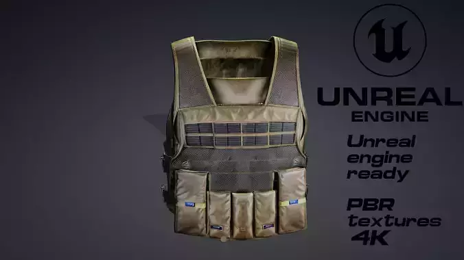 Soldier military bulletproof vest game ready UE5 FBX