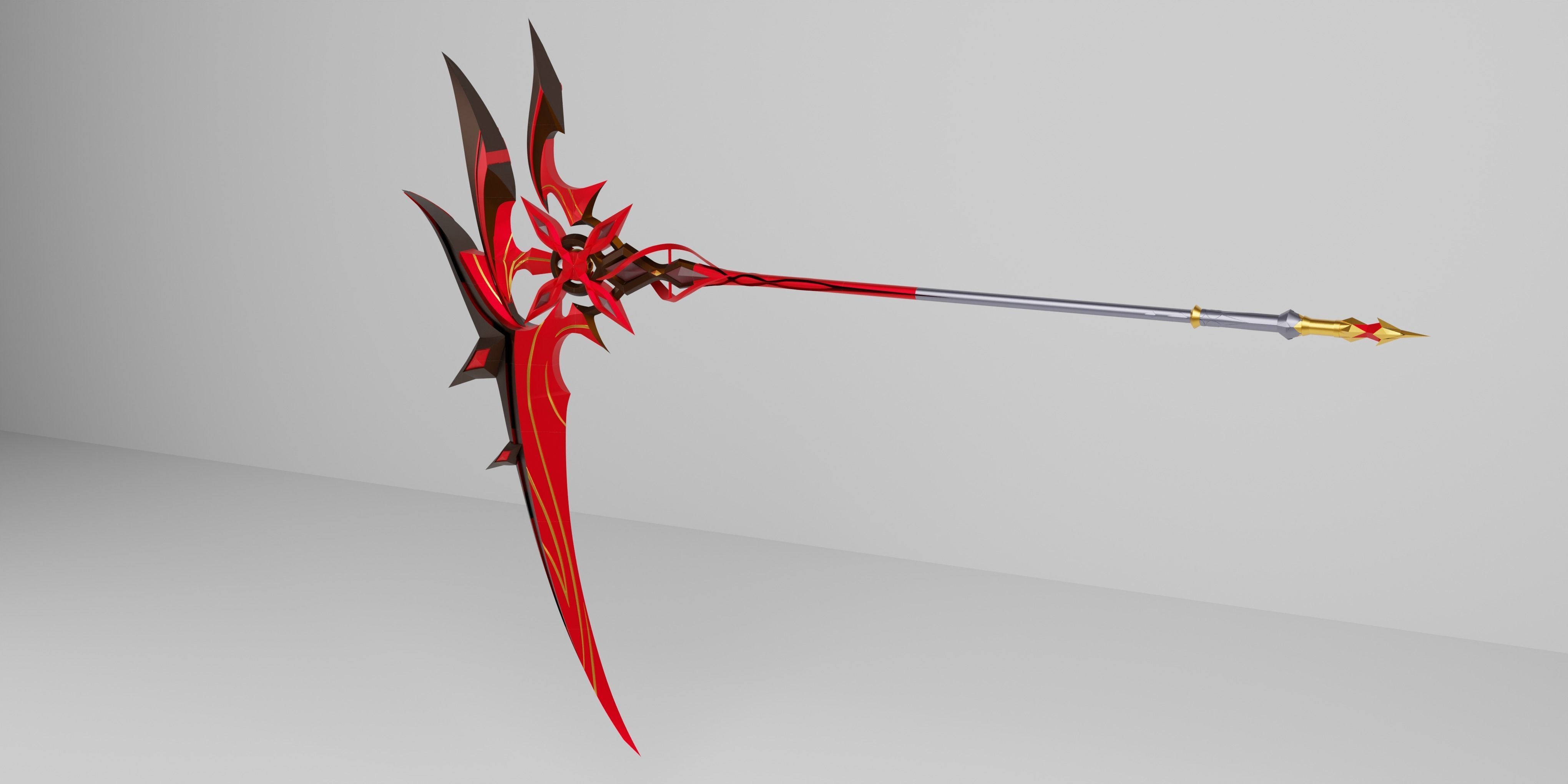 genshin impact arlecchino scythe Crimson Moons  3d model print 3D print model_1