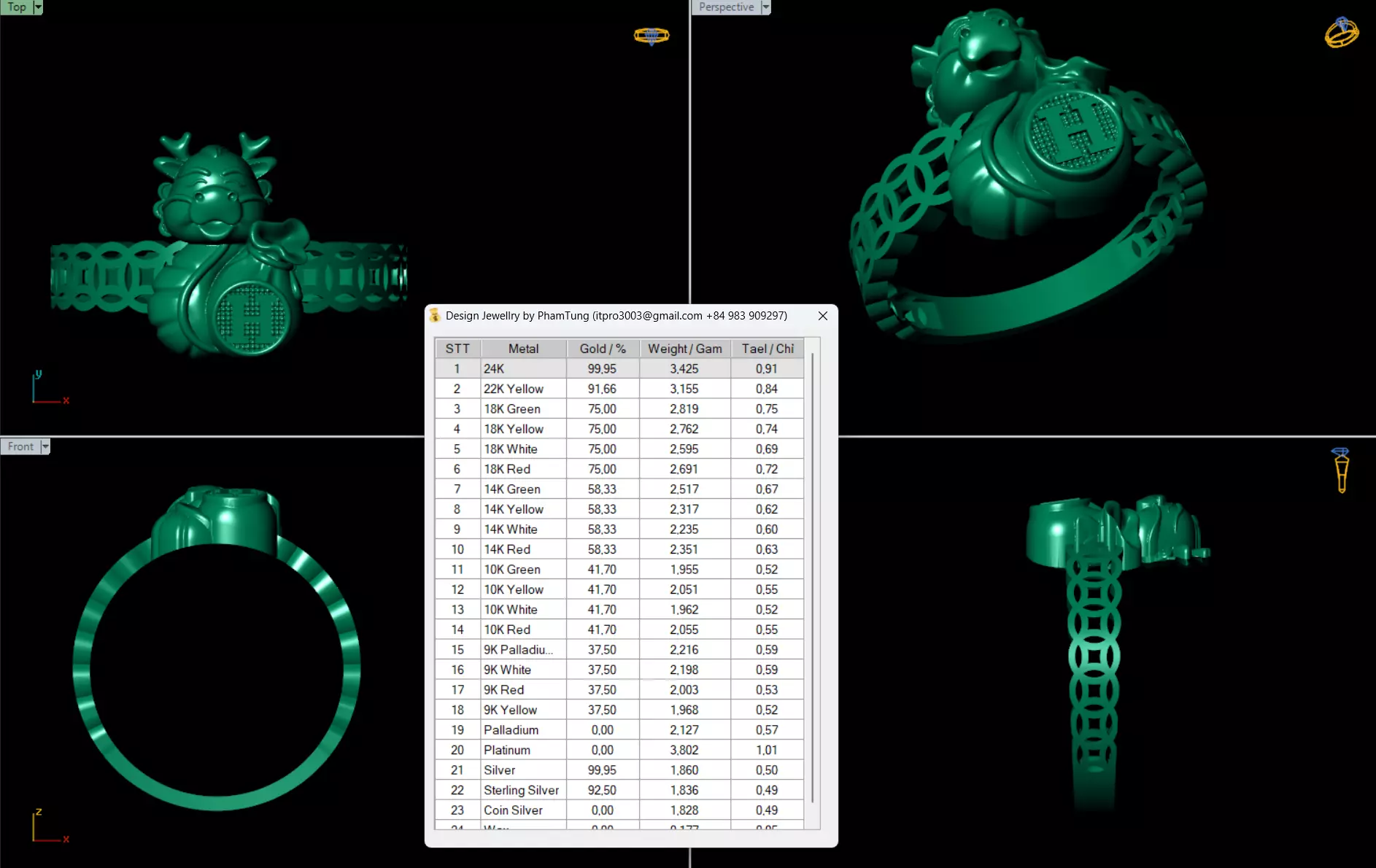 DRAGON RING Hugging a lucky brocade bag 3D print model_0