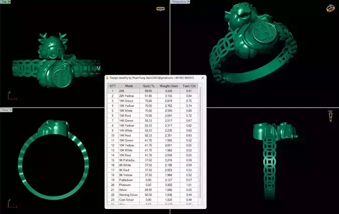 DRAGON RING Hugging a lucky brocade bag